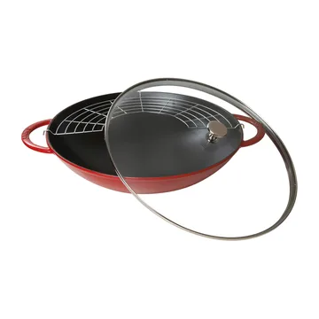 Wok con tapa de cristal Ø37 cm 5,7 L - rojo - STAUB