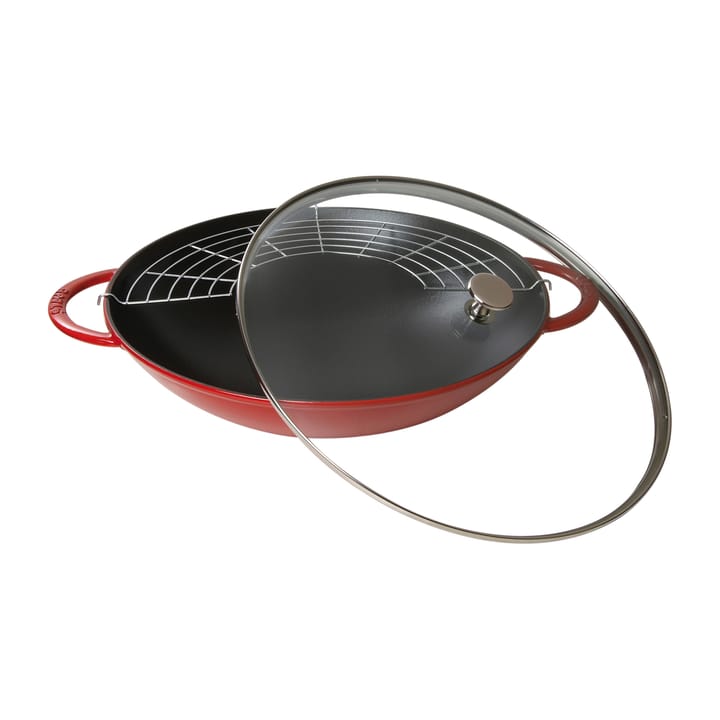 Wok con tapa de cristal Ø37 cm 5,7 L - rojo - STAUB