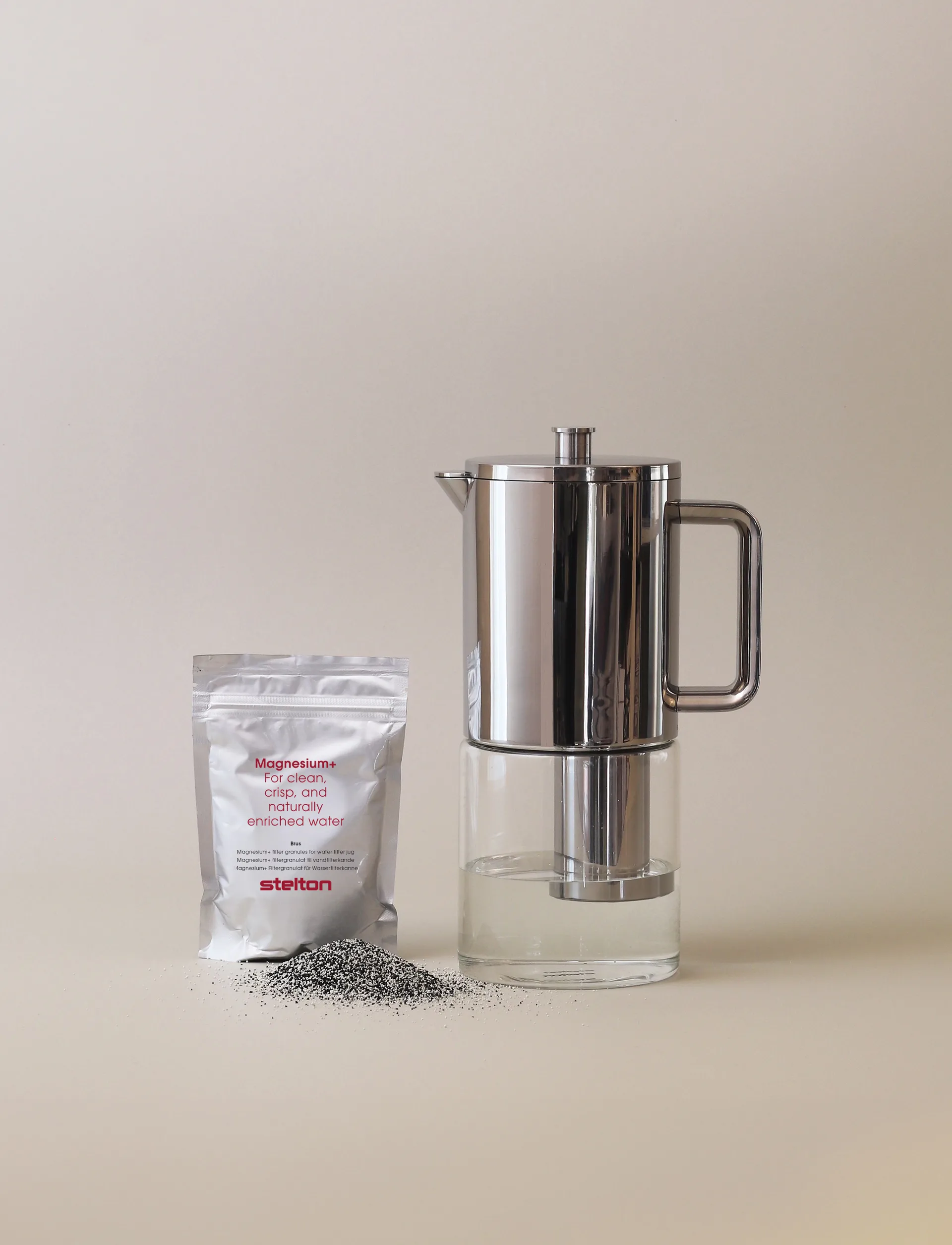 Brus Magnesium+ granulado filtrante para filtro de agua, Negro, blanco, pack de 3 Stelton