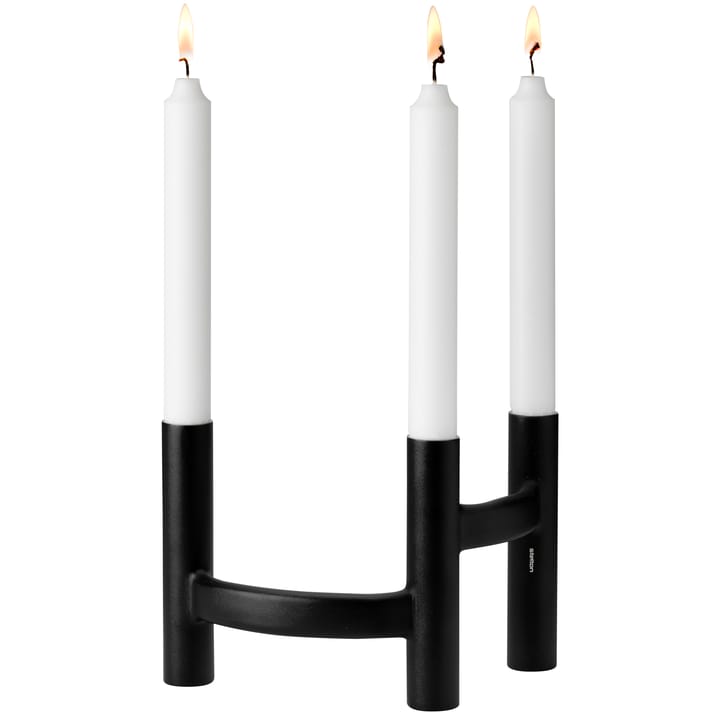 Candelabro Ora trearmad, negro Stelton