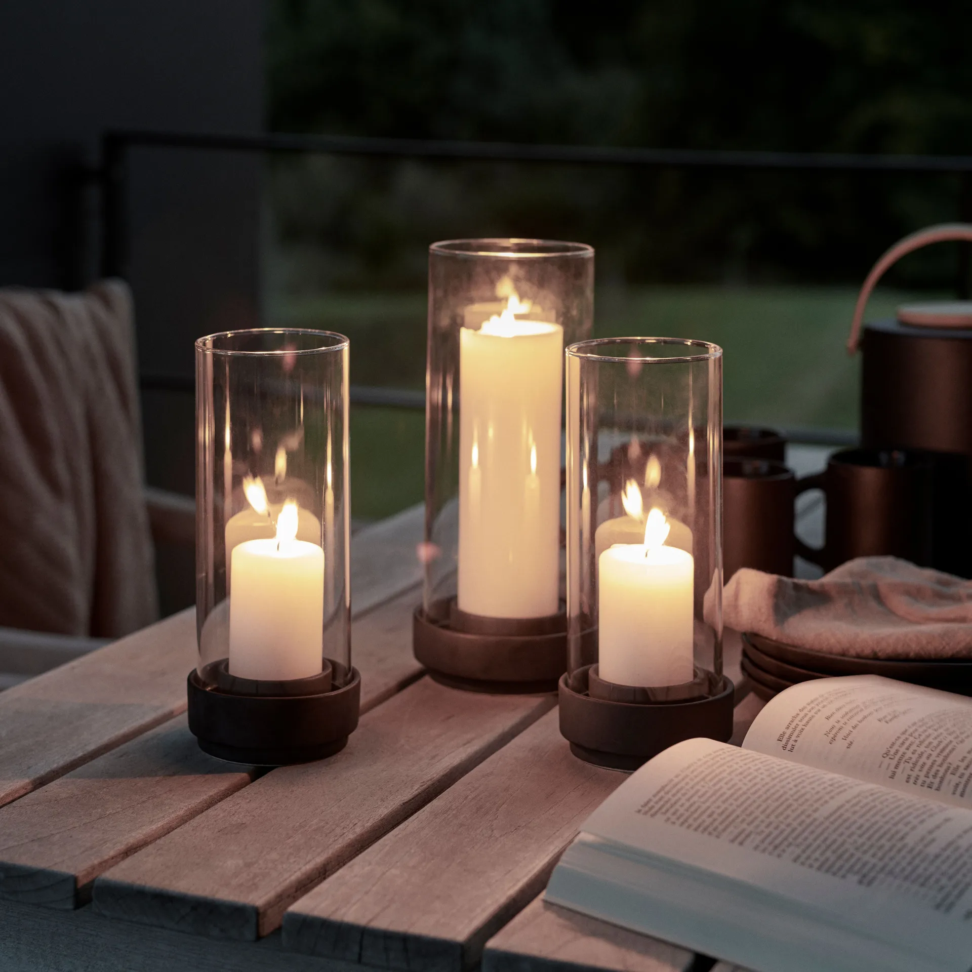 Portavelas Hurricane negro, pequeño Stelton