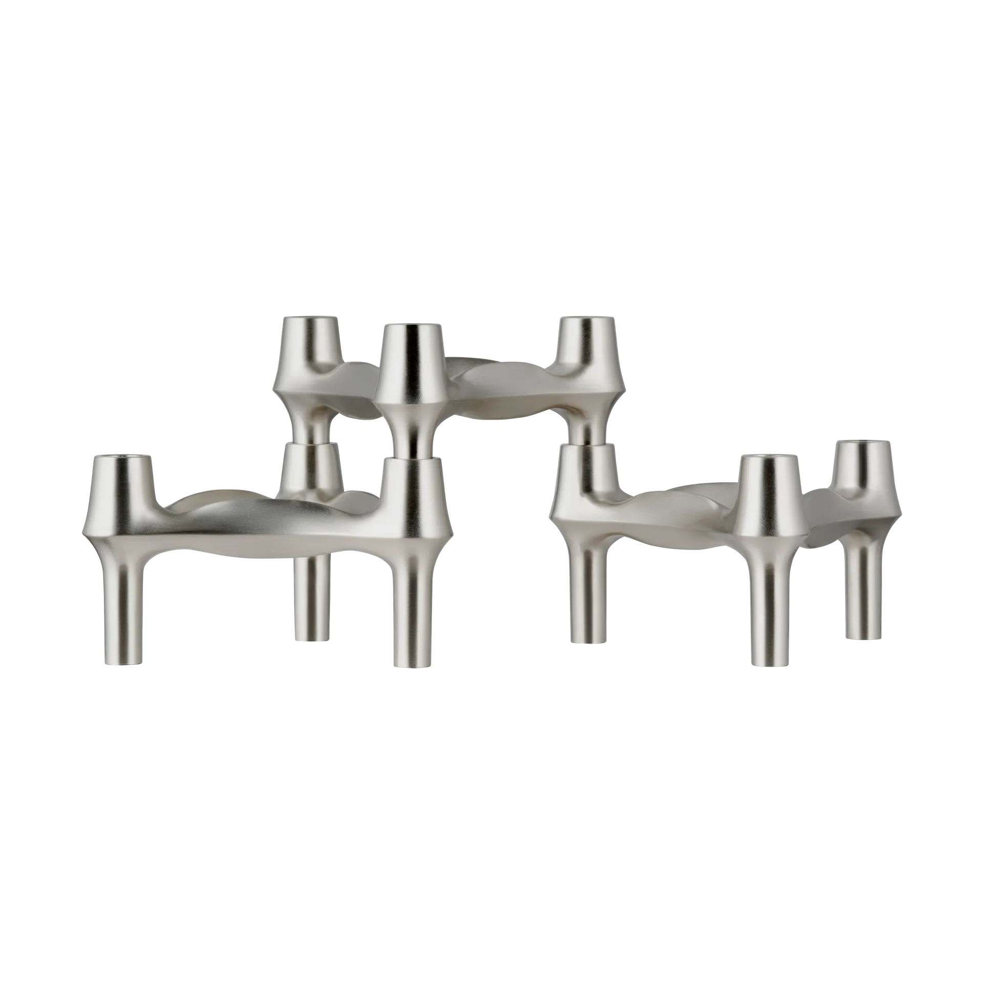 3 Candelabros STOFF BMF, Cromo cepillado STOFF