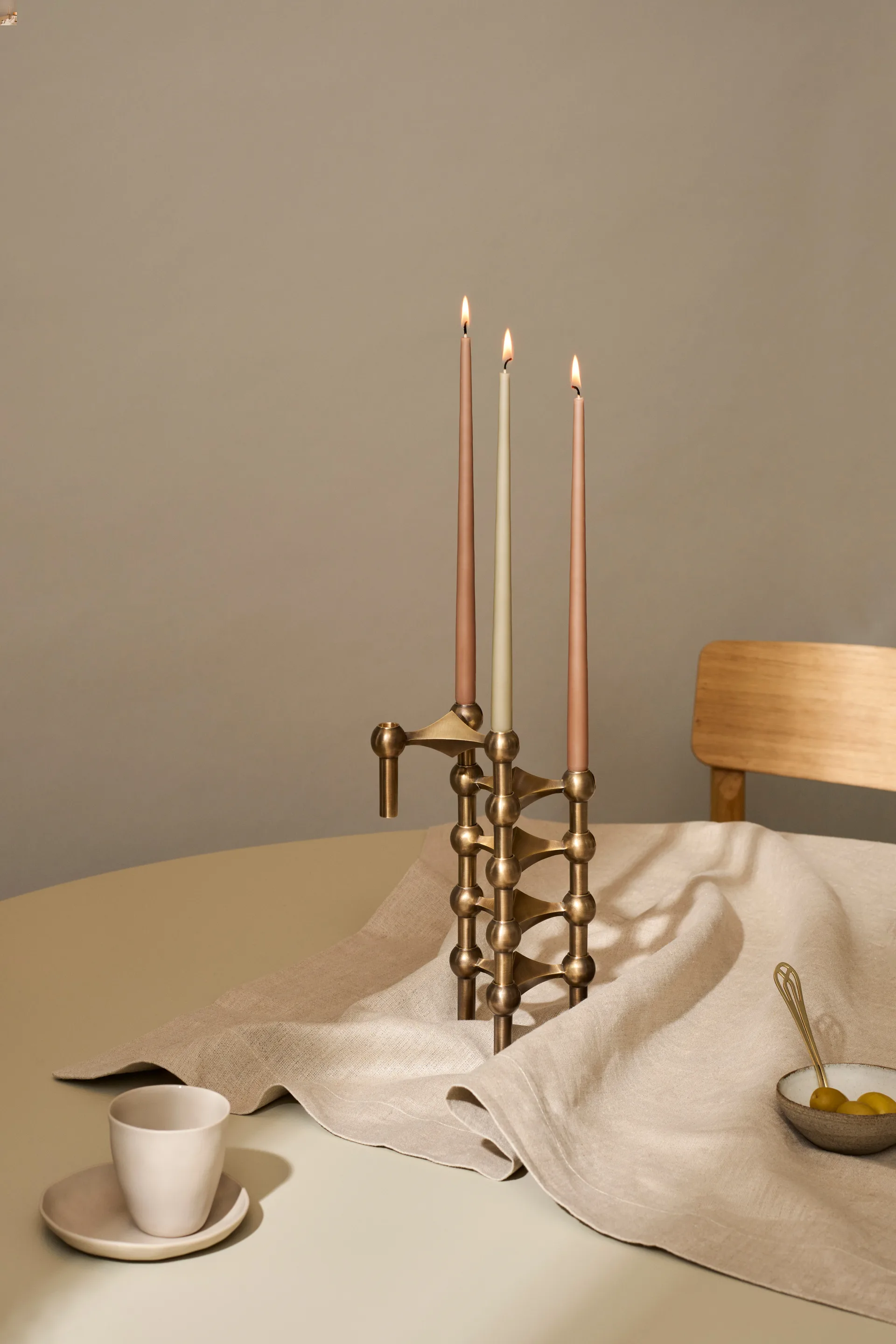 3 Candelabros STOFF Nagel, Bronzed brass STOFF