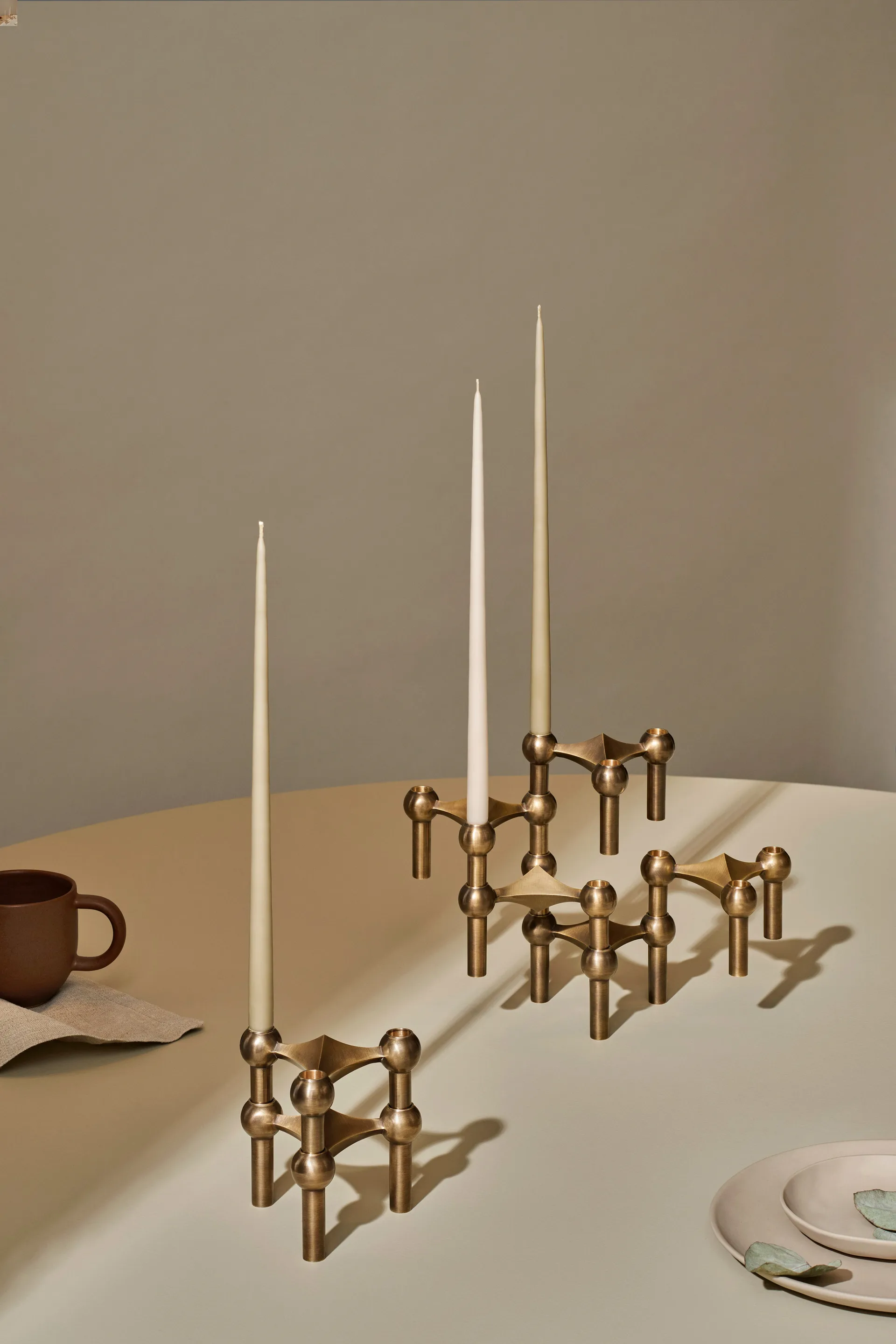 3 Candelabros STOFF Nagel, Bronzed brass STOFF