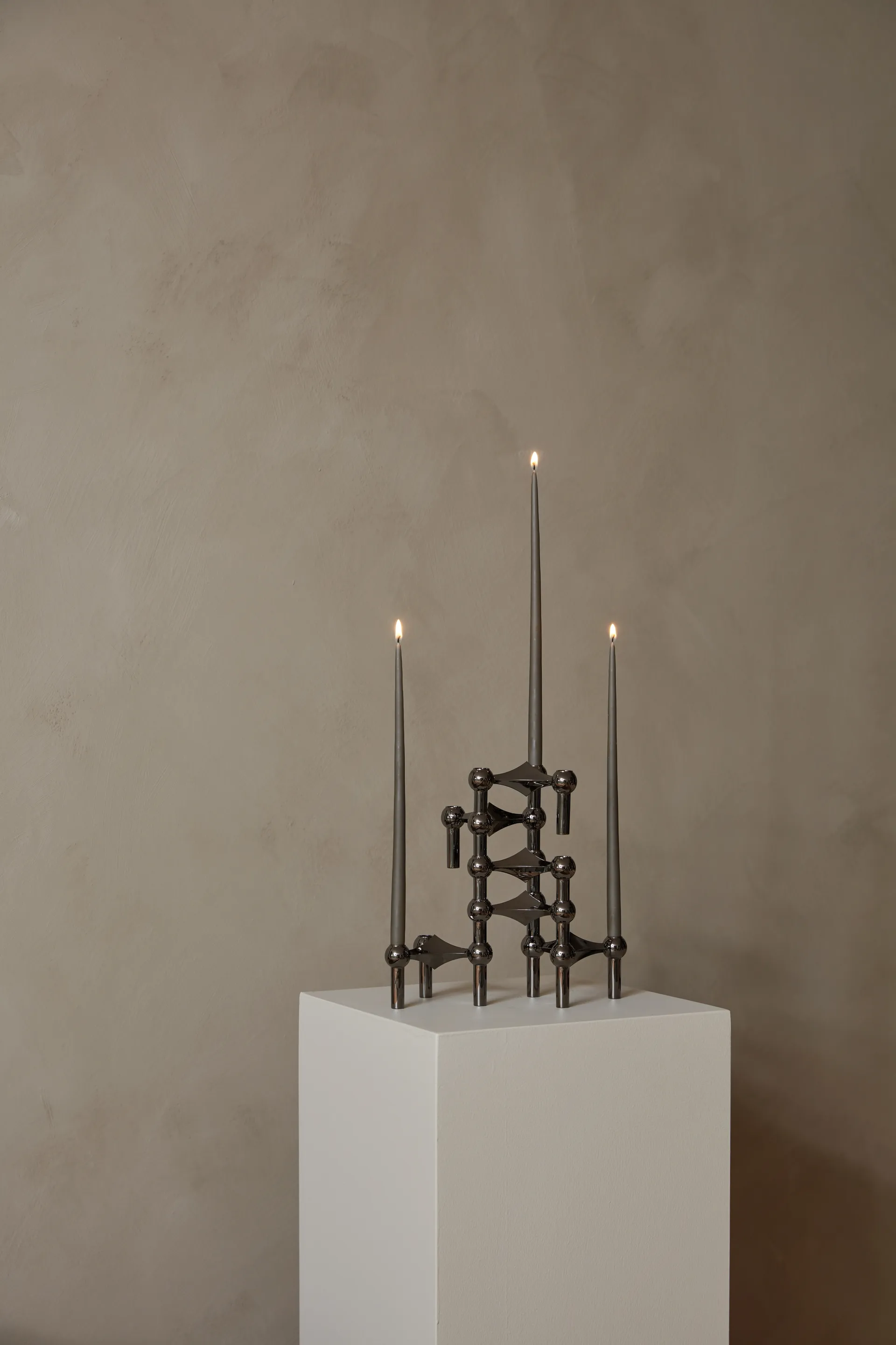 3 Candelabros STOFF Nagel, cromo negro STOFF