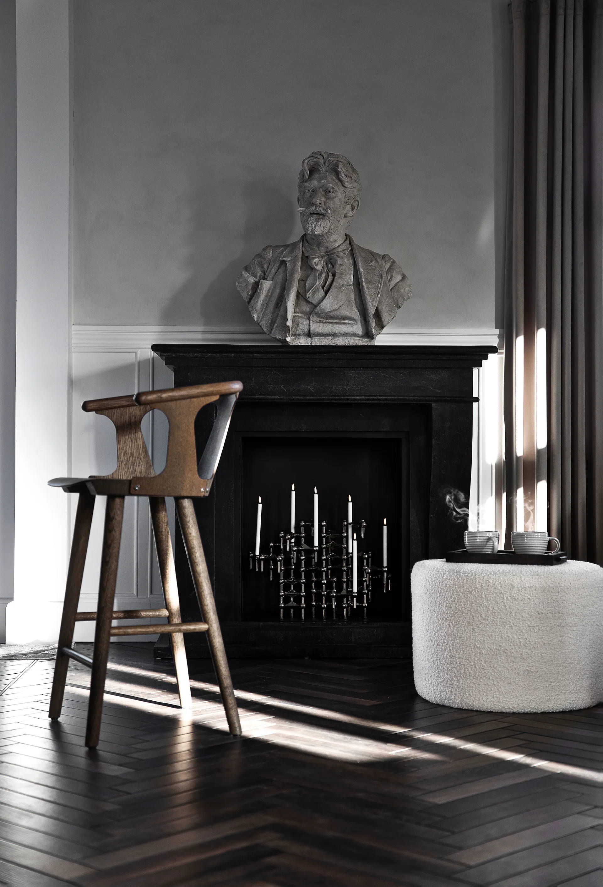 3 Candelabros STOFF Nagel, cromo negro STOFF