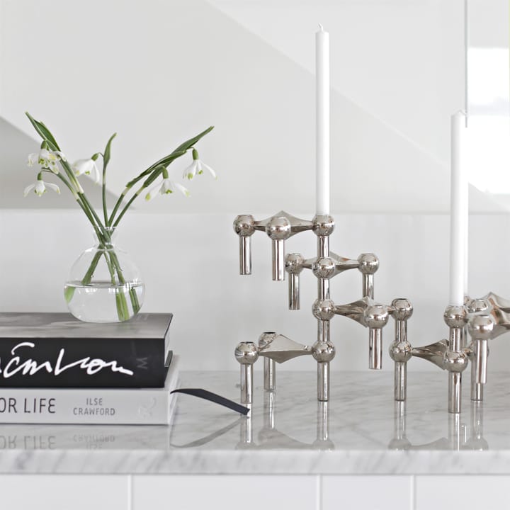 3 Candelabros STOFF Nagel, cromo STOFF