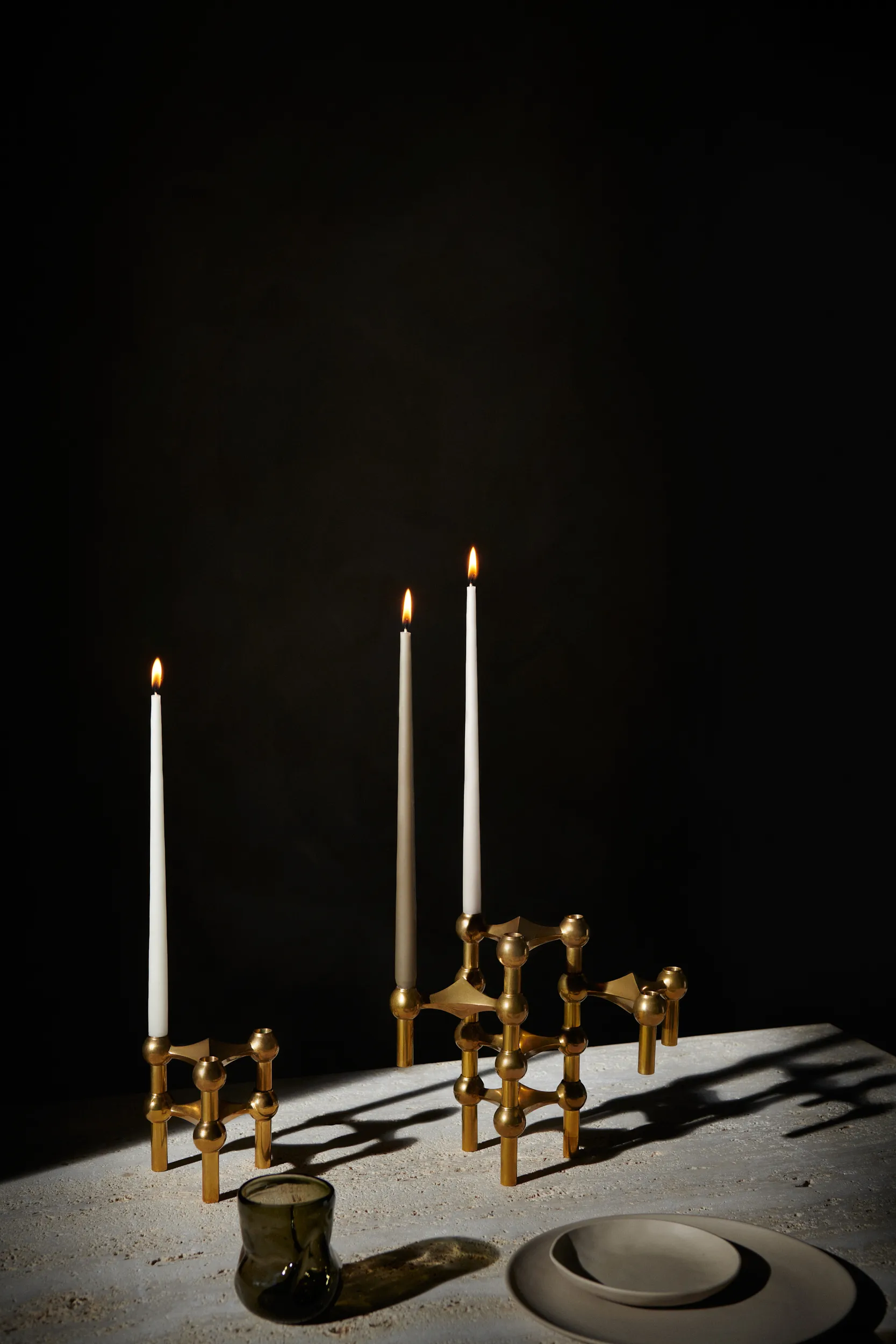3 Candelabros STOFF Nagel, latón STOFF