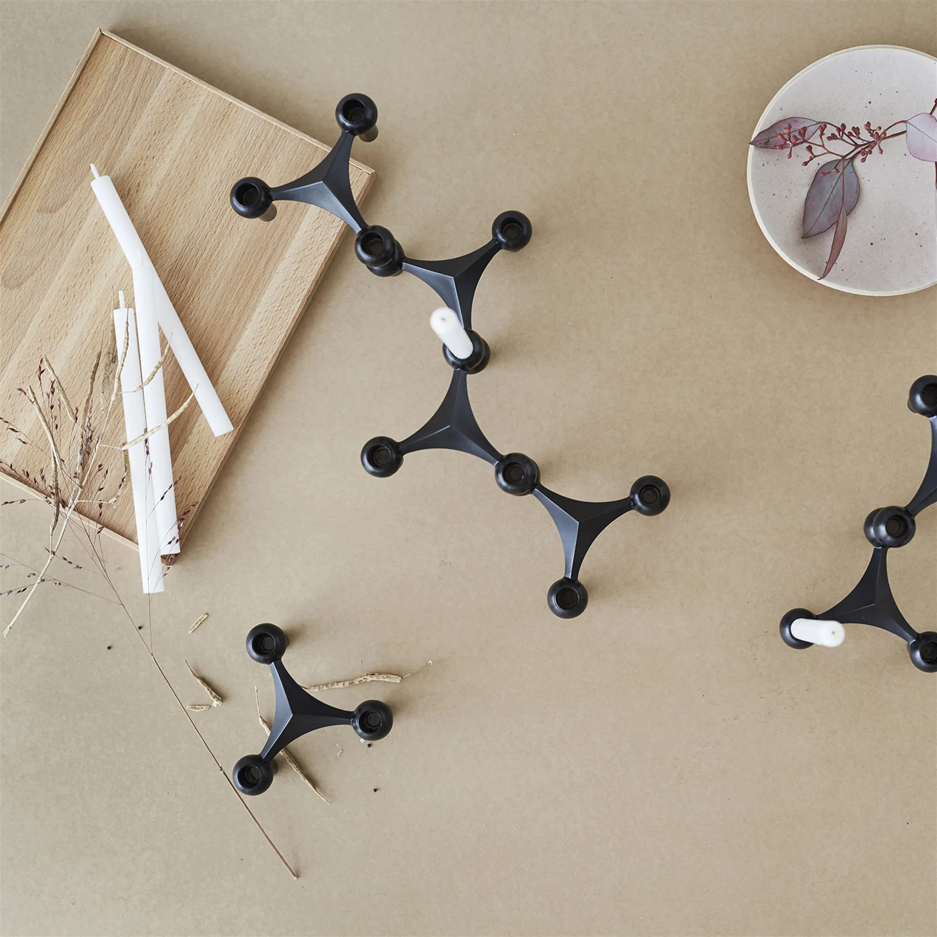 3 Candelabros STOFF Nagel, negro STOFF