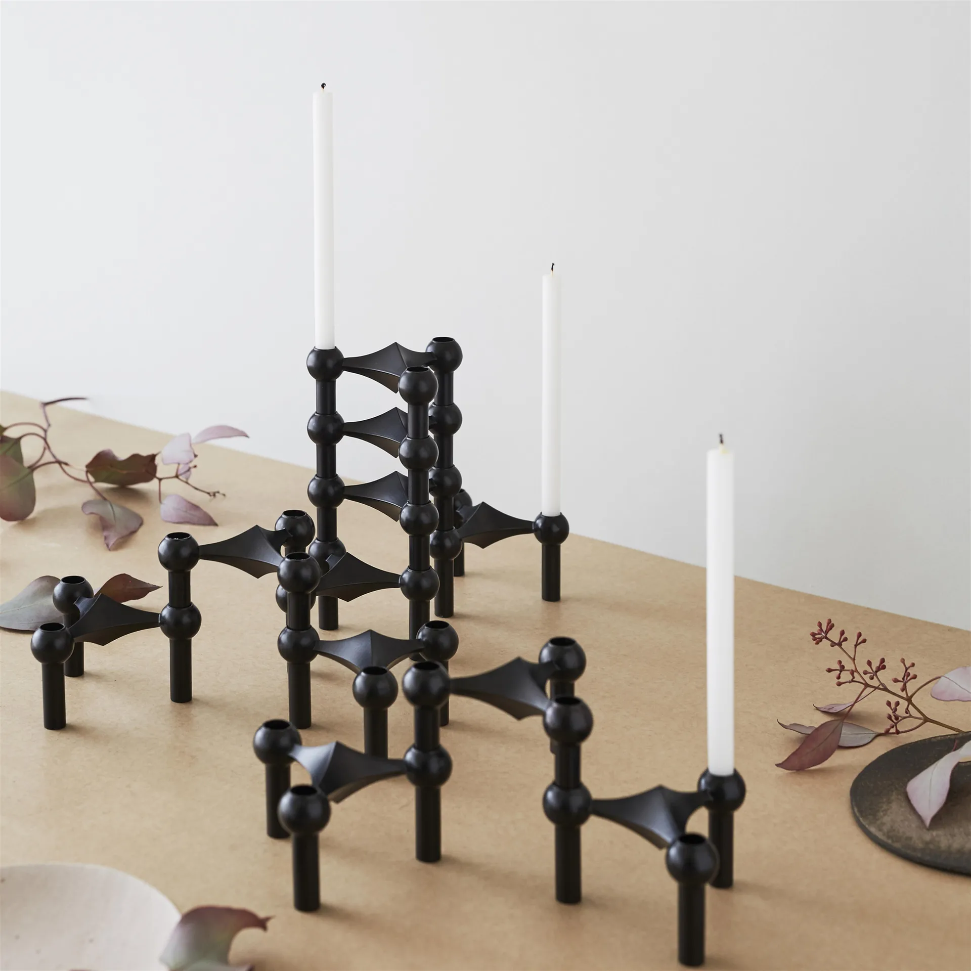 3 Candelabros STOFF Nagel, negro STOFF