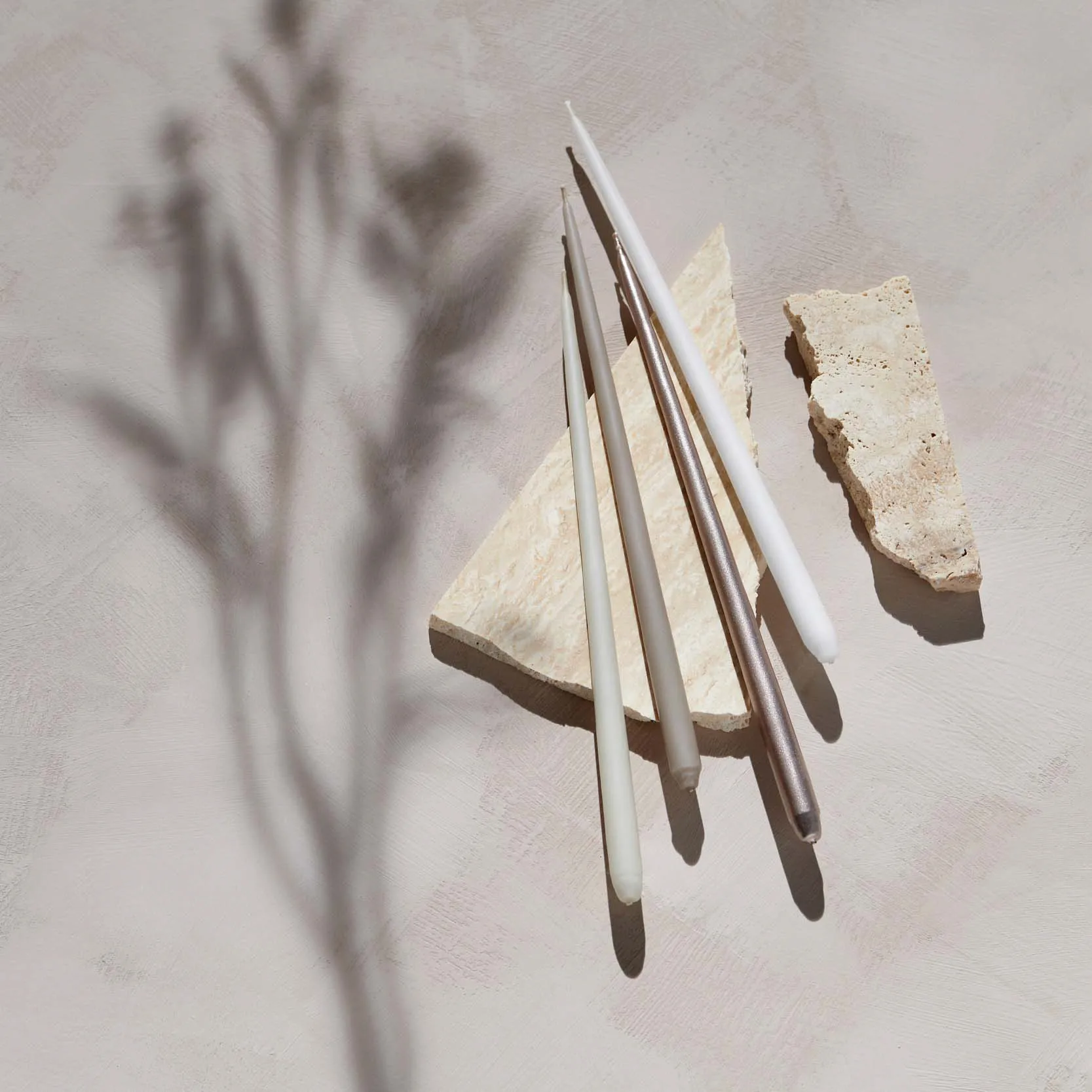 6 Velas cónicas STOFF de ester & erik, Champagne STOFF