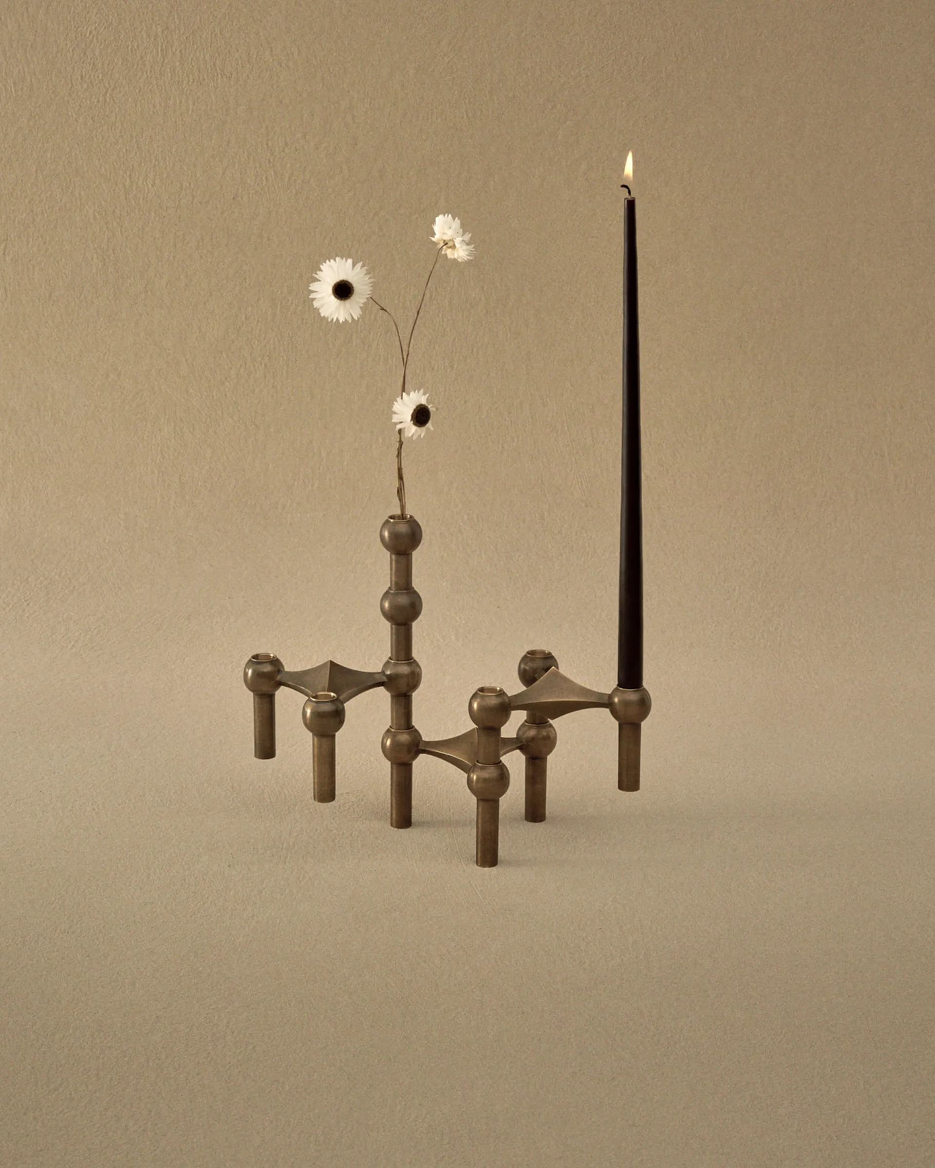 3 Candelabros STOFF Nagel, Bronzed brass STOFF Nagel