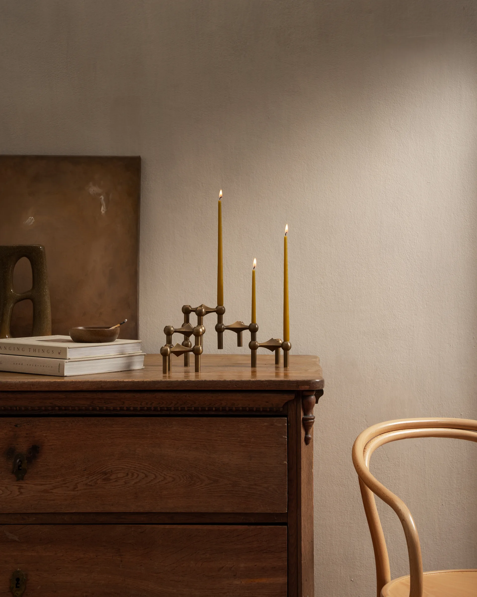 3 Candelabros STOFF Nagel, Bronzed brass STOFF Nagel