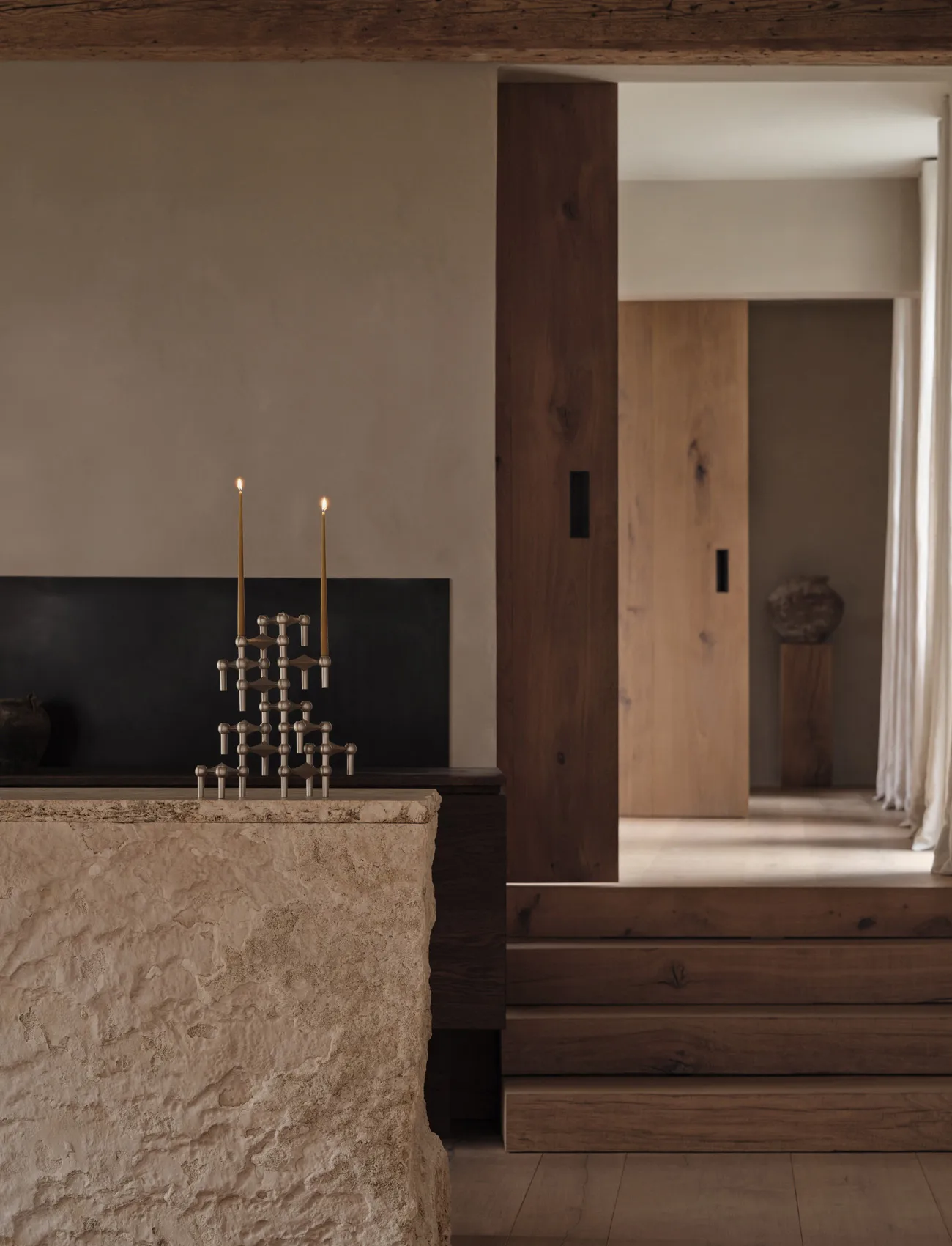 3 Candelabros STOFF Nagel, Cromo cepillado STOFF Nagel