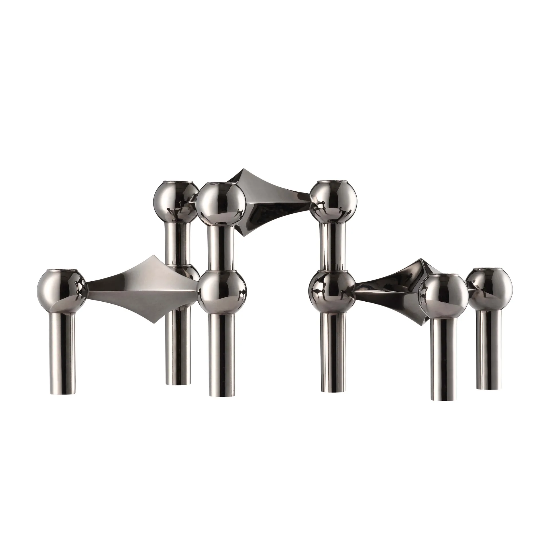 3 Candelabros STOFF Nagel, cromo negro STOFF Nagel