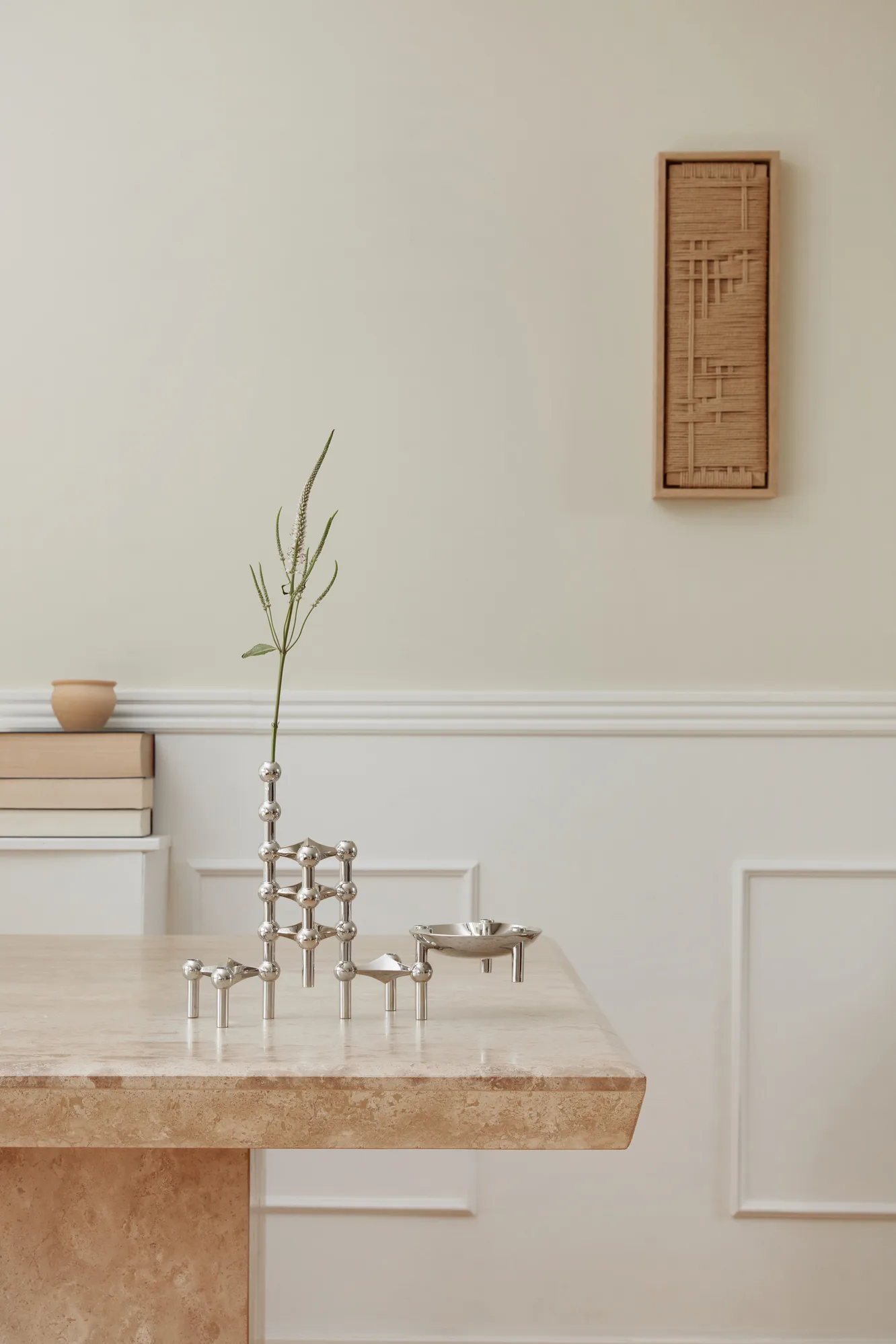 3 Candelabros STOFF Nagel, cromo STOFF Nagel