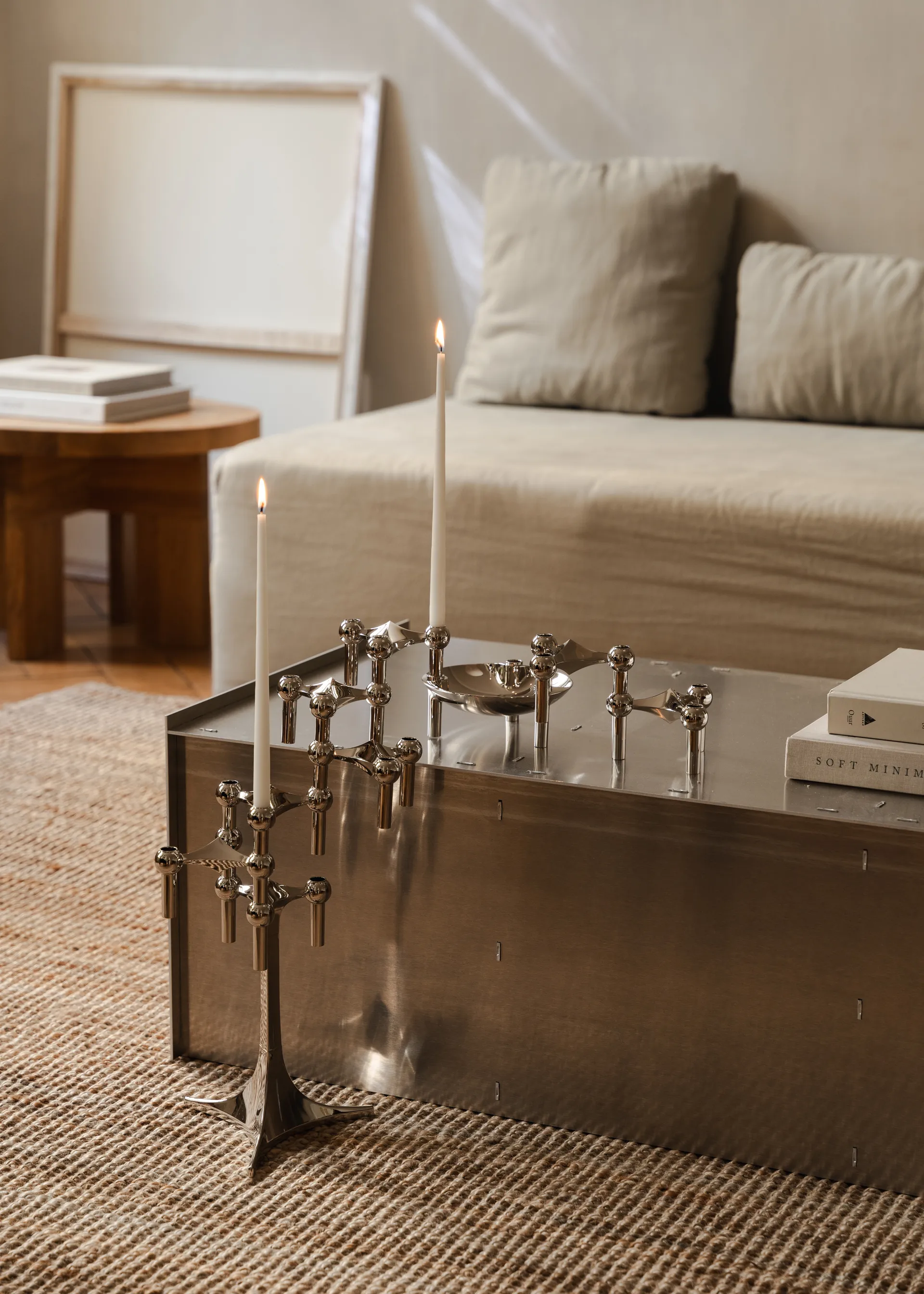 3 Candelabros STOFF Nagel, cromo STOFF Nagel