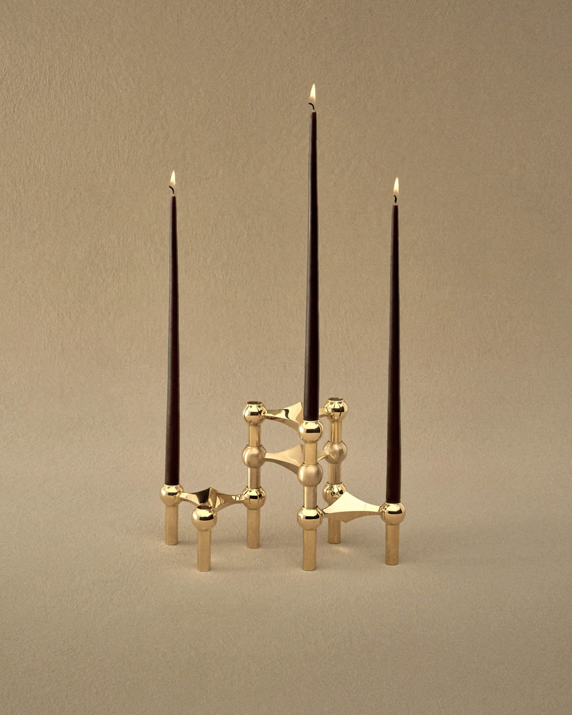 3 Candelabros STOFF Nagel, latón STOFF Nagel