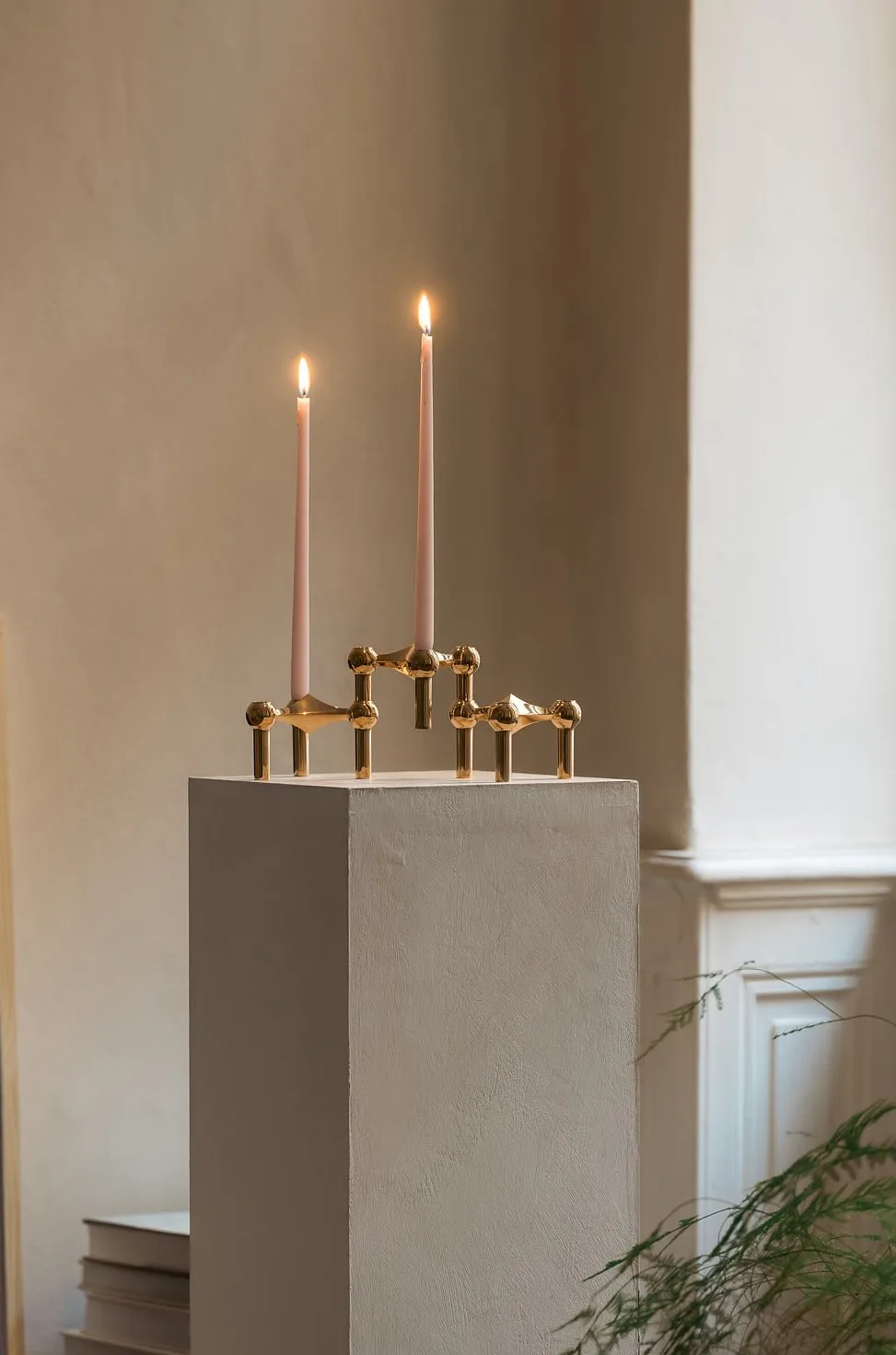 3 Candelabros STOFF Nagel, latón STOFF Nagel