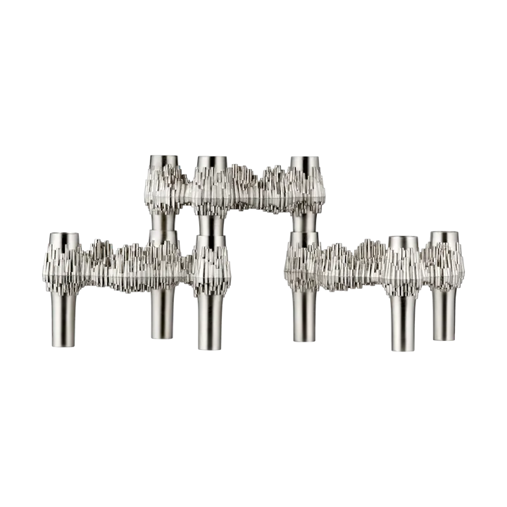 3 Candelabros STOFF Nagel Quist - Cromo cepillado - STOFF Nagel