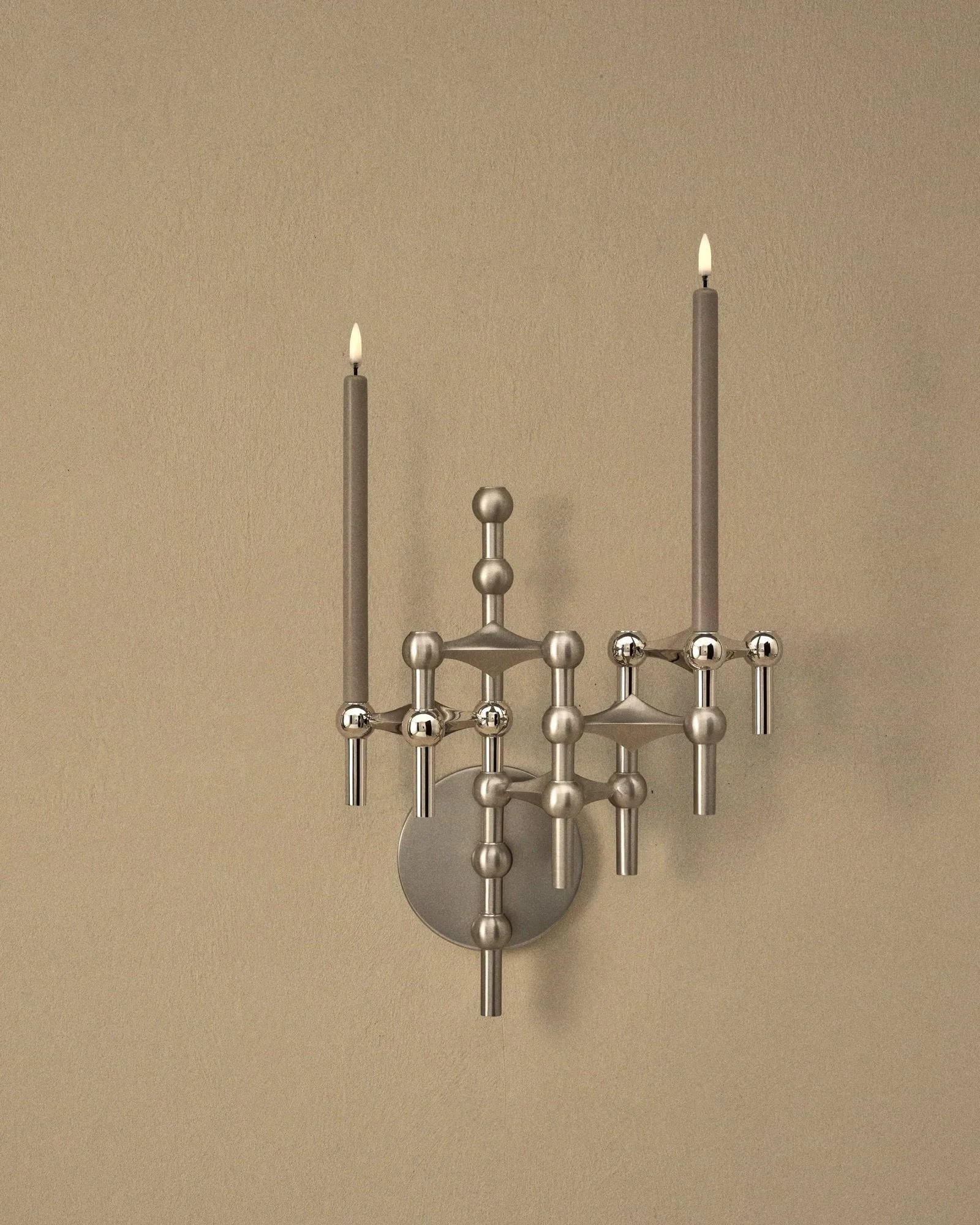 Portavelas de pared STOFF Nagel, Cromo cepillado STOFF Nagel