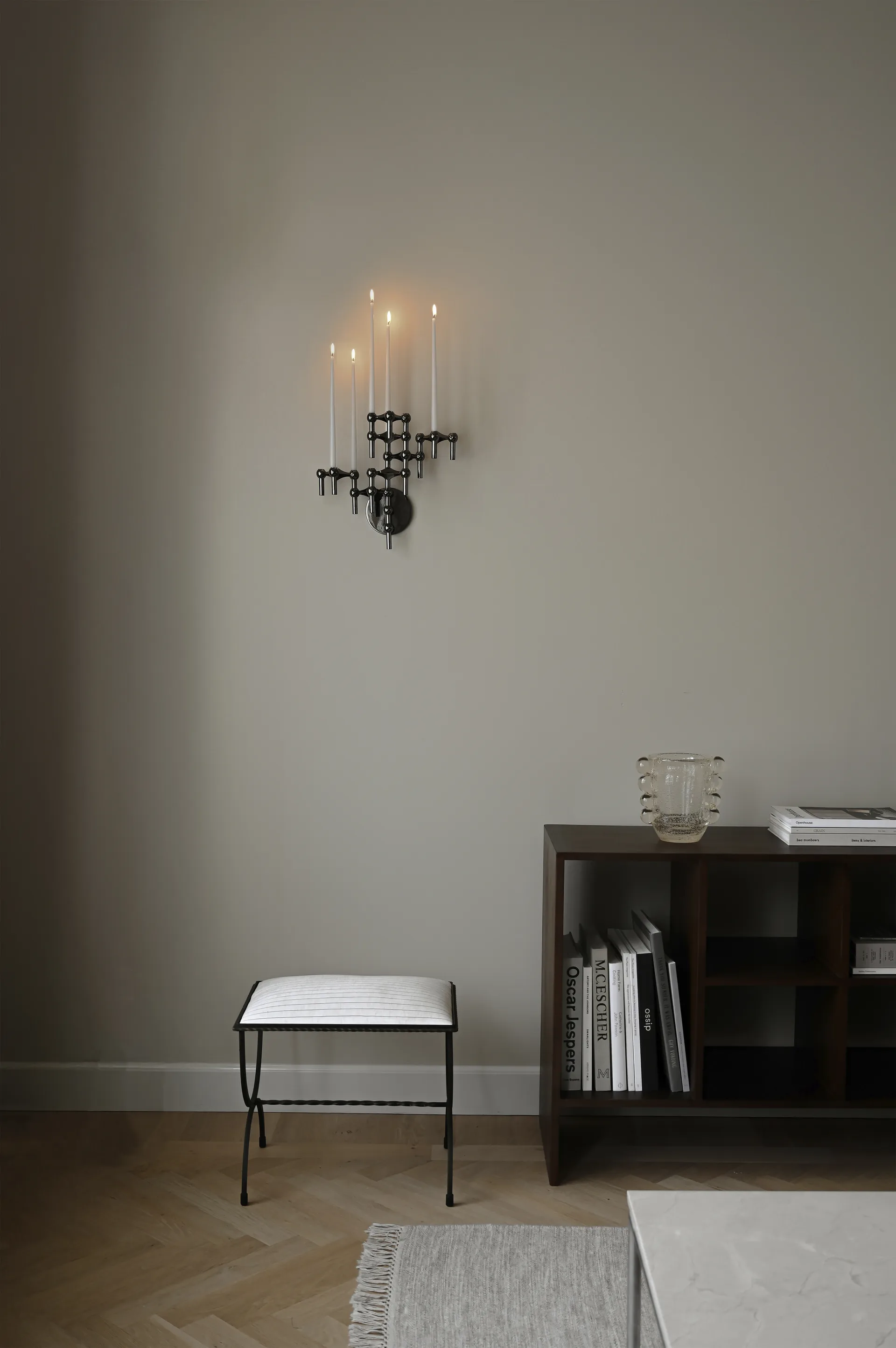 Portavelas de pared STOFF Nagel, Cromo negro STOFF Nagel