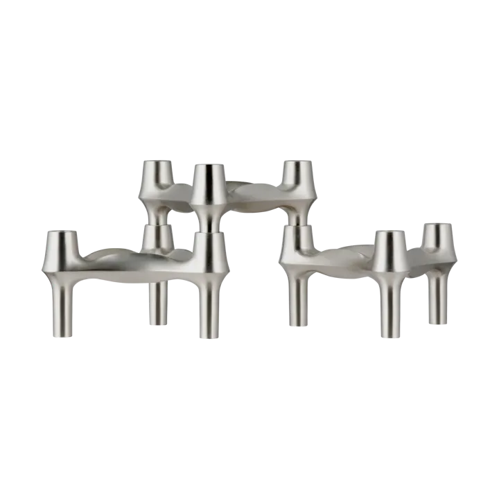 Set de 3 candelabros STOFF Nagel BMF - Cromo cepillado - STOFF Nagel