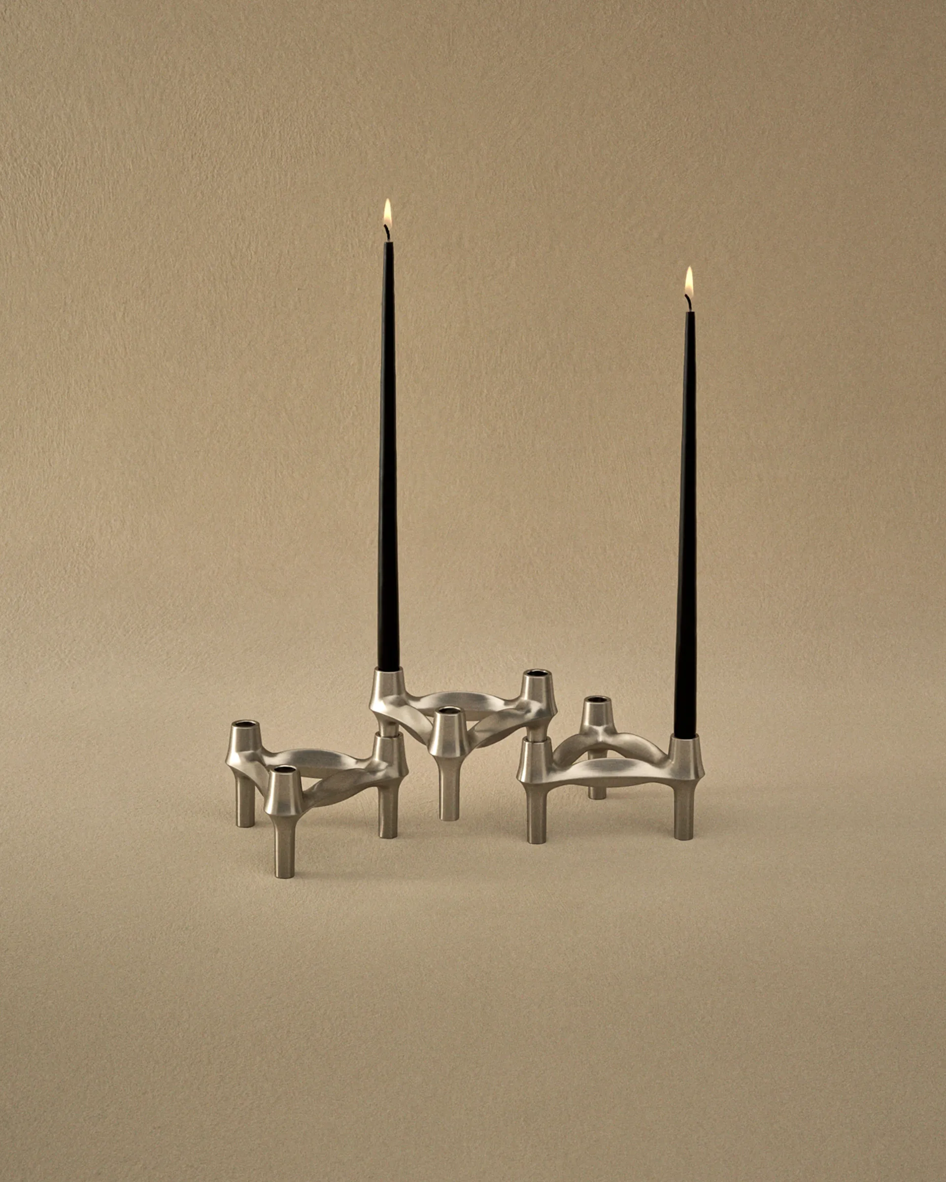 Set de 3 candelabros STOFF Nagel BMF, Cromo cepillado STOFF Nagel