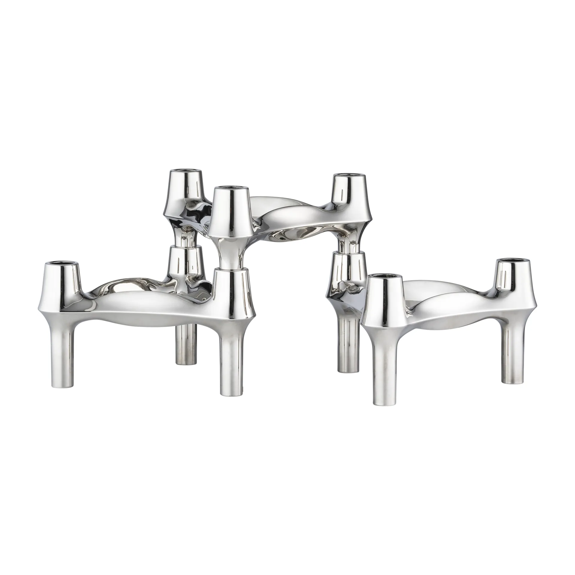 Set de 3 candelabros STOFF Nagel BMF, cromo STOFF Nagel