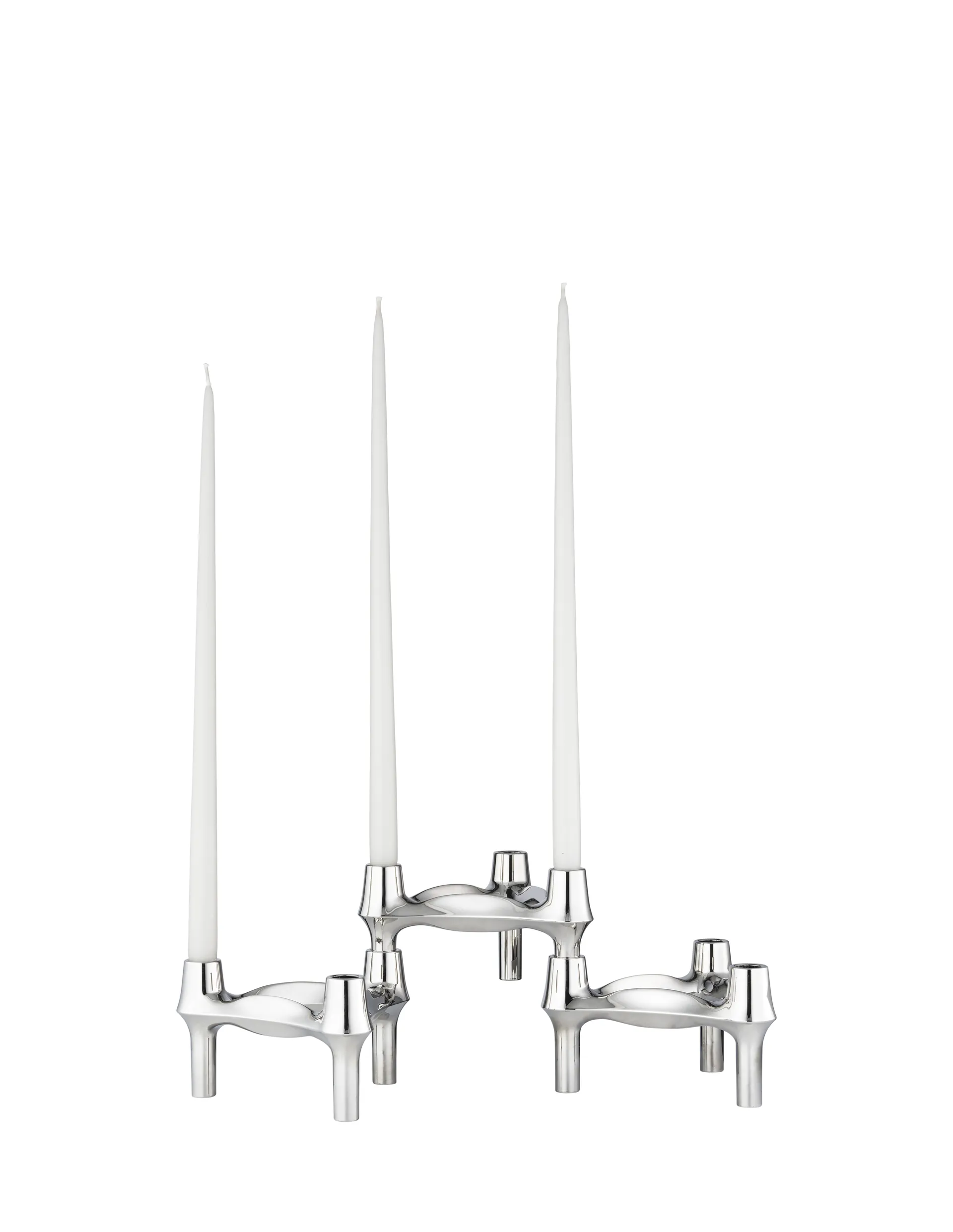 Set de 3 candelabros STOFF Nagel BMF, cromo STOFF Nagel