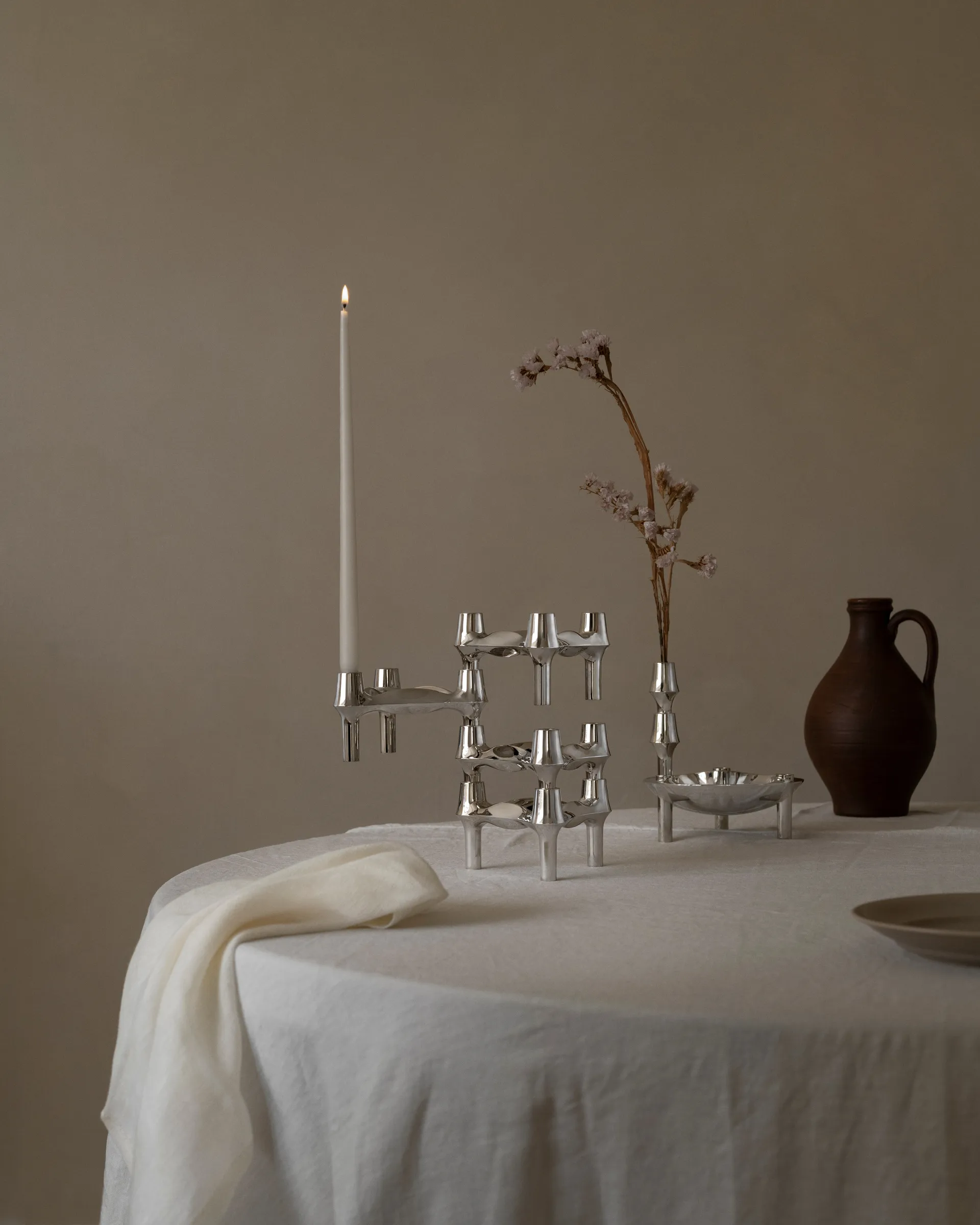 Set de 3 candelabros STOFF Nagel BMF, cromo STOFF Nagel