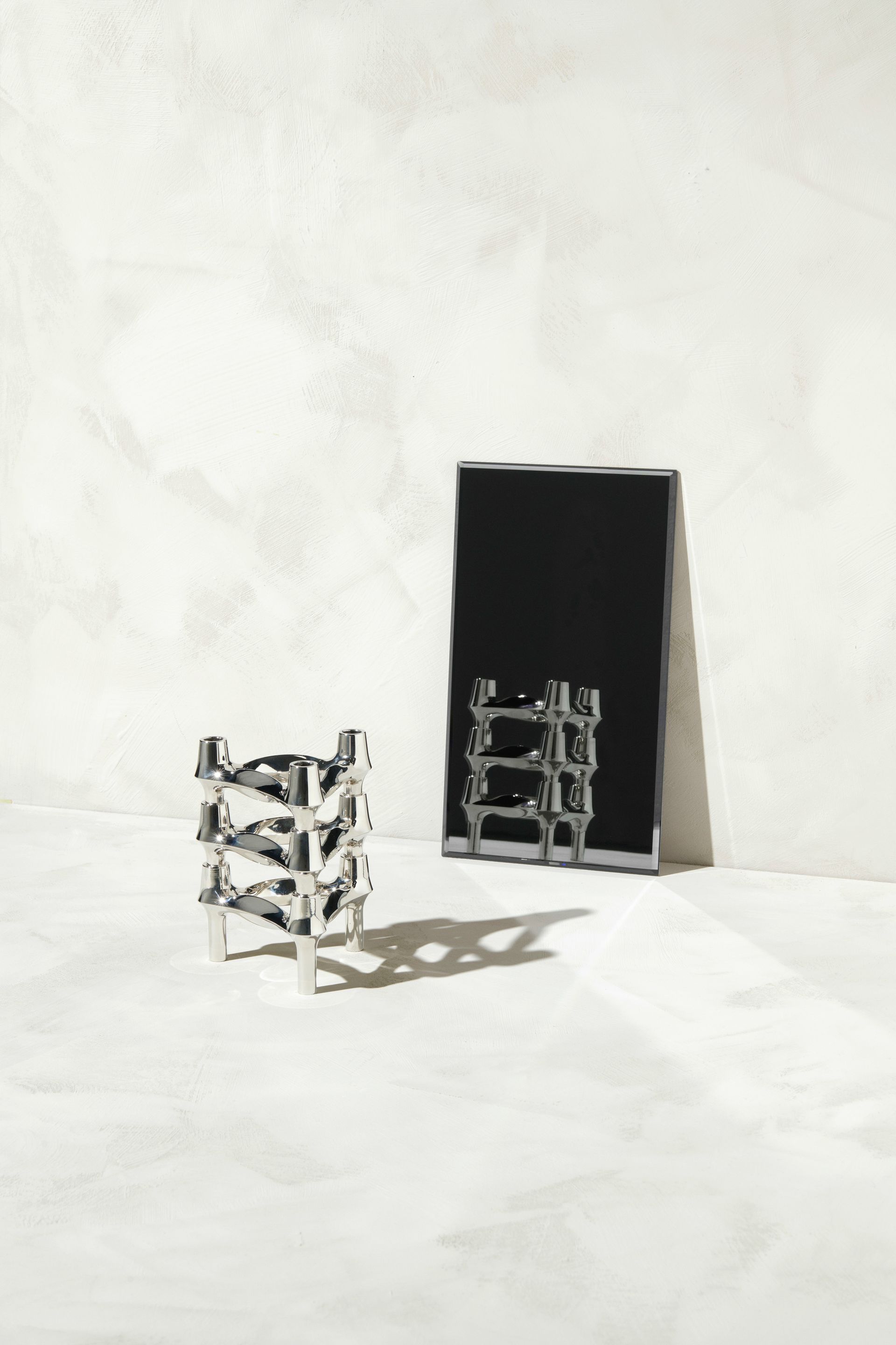 Set de 3 candelabros STOFF Nagel BMF, cromo STOFF
