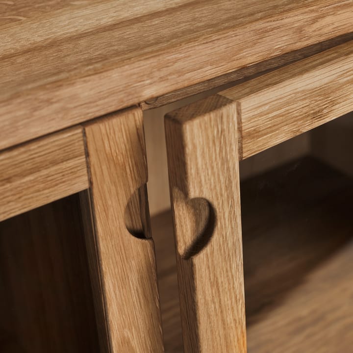 Armario Prio Hög, Roble aceite natural, puerta de vidrio Stolab