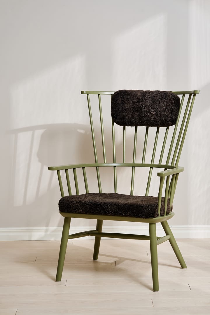 Cojín para sillón Henriette & almohada cervical Verde oliva-Espresso Stolab