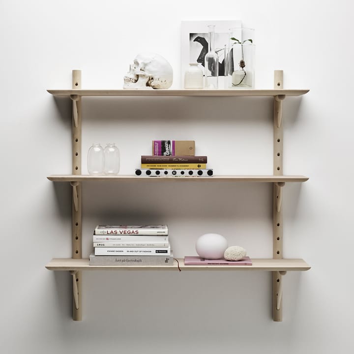 Estantería de pared Ikon, Abedul claro lacado mate, fondo 21cm Stolab