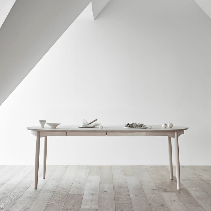 Mesa Carl Ø115, extensible - Abedul aceitado blanco - Stolab