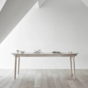 Mesa de comedor Carl extensible - Abedul con aceite blanco, Ø115 cm - Stolab