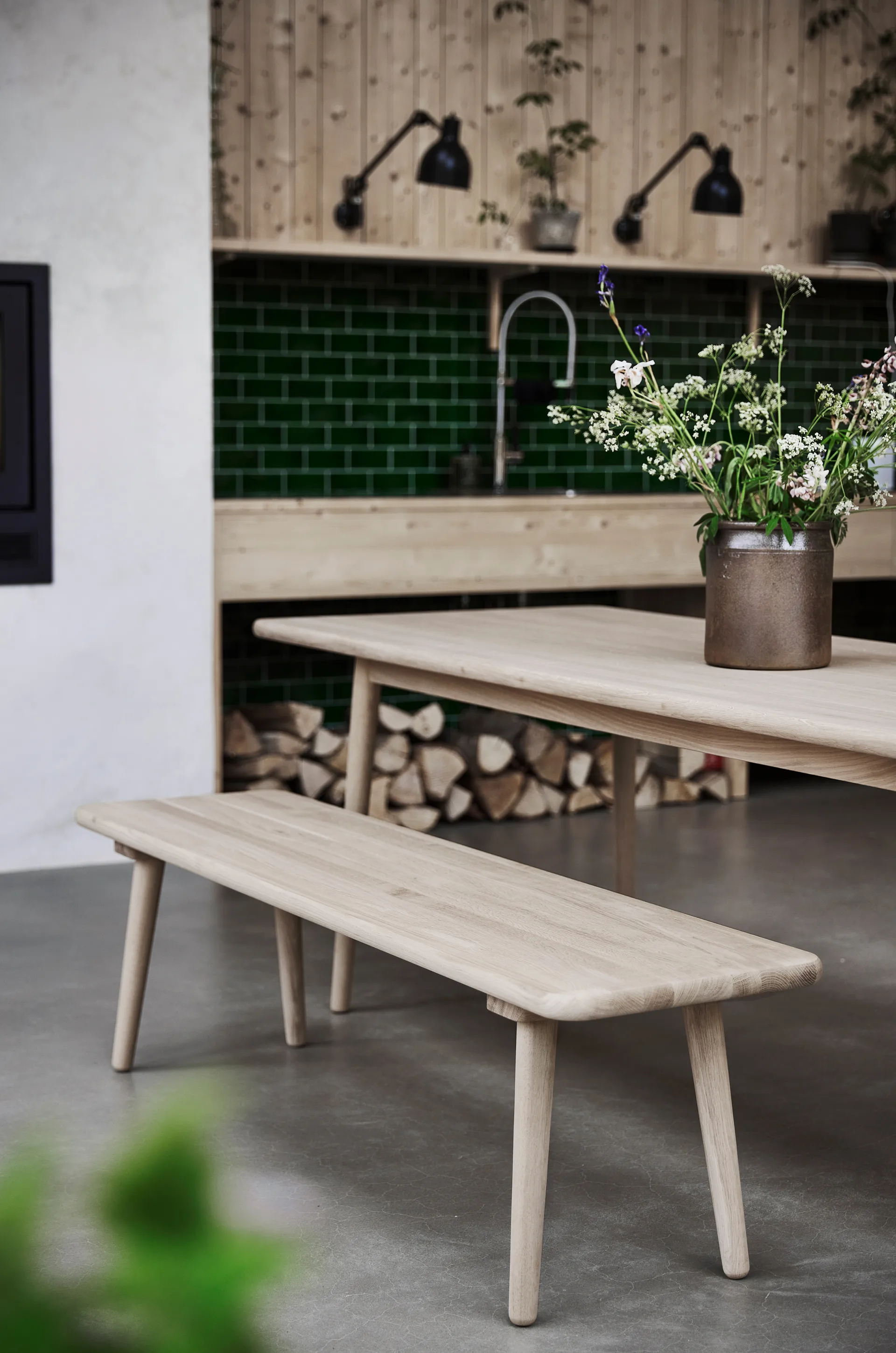 Mesa Miss Holly, 175x100 cm, Abedul aceitado blanco Stolab