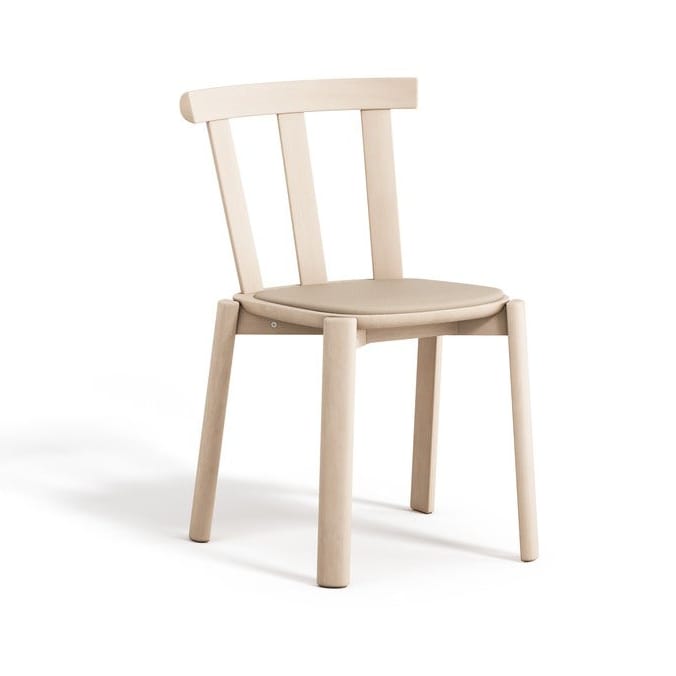 Silla Alt asiento tapizado abedul - Hallingdal 65-200 beige-Barniz mate claro - Stolab