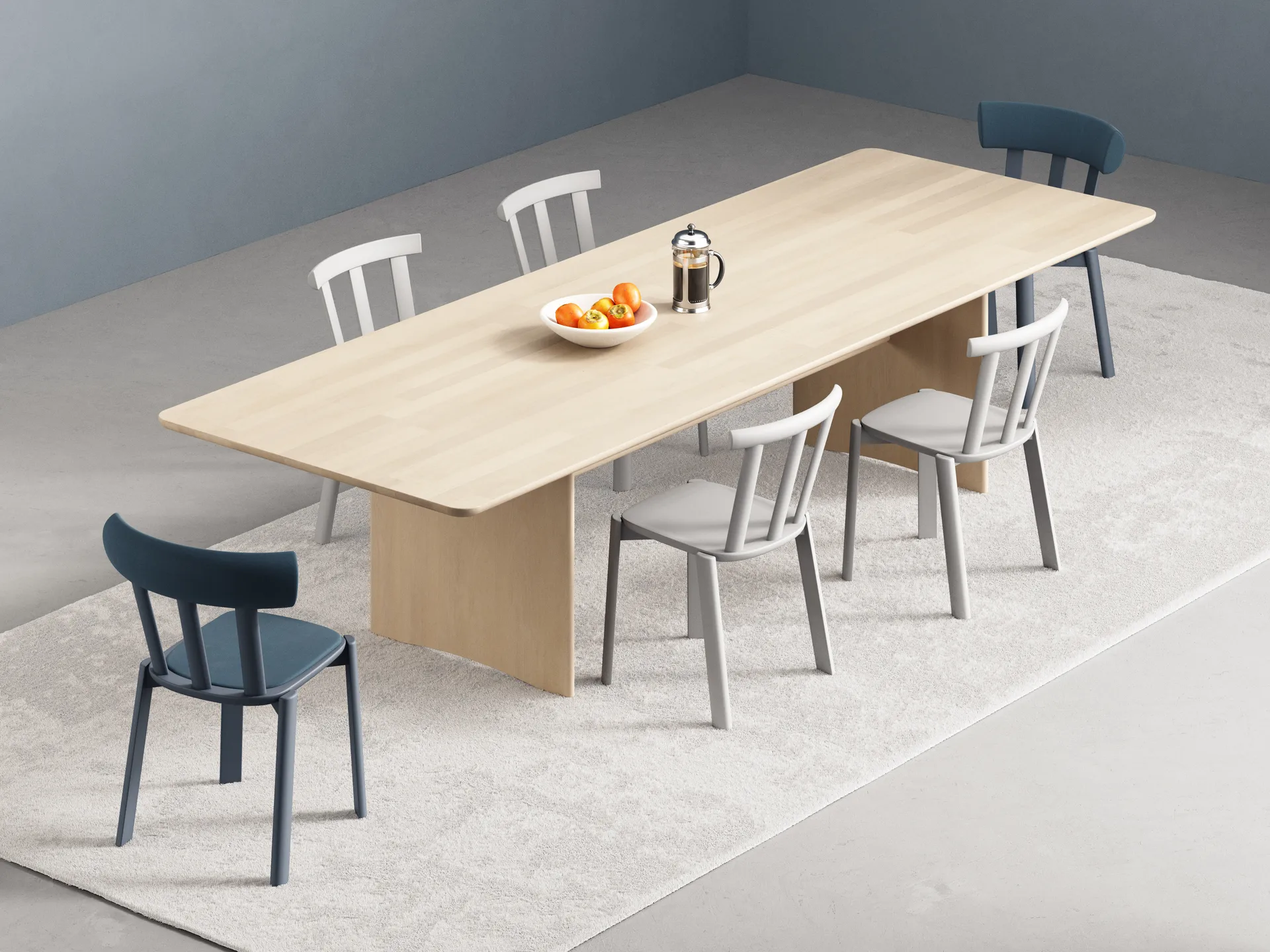 Silla Alt asiento tapizado abedul, Vidar 4, 733 blue-tormenta 66 Stolab