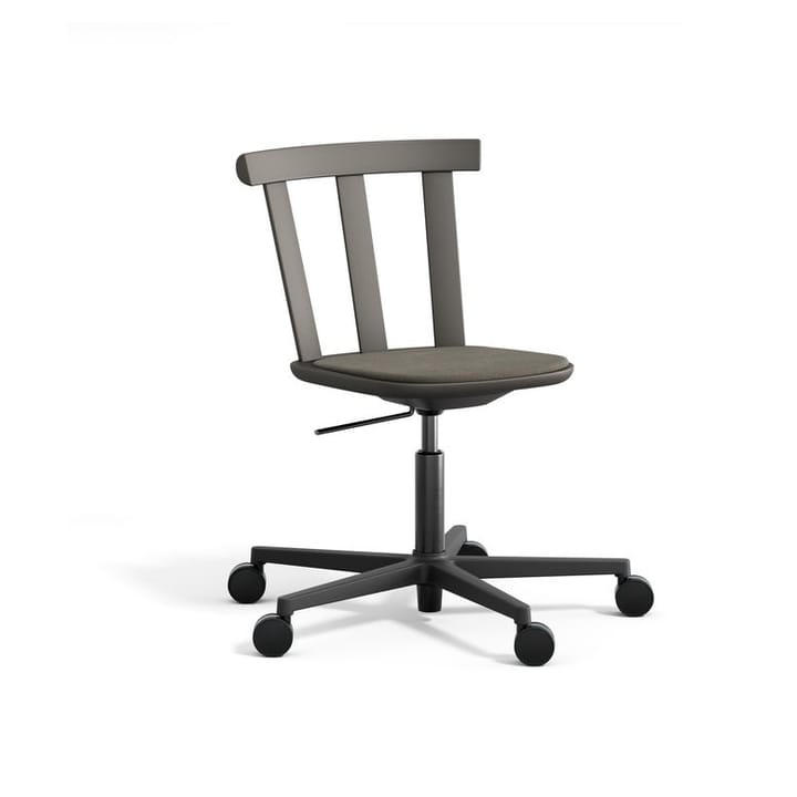 Silla Alt base giratoria con asiento tapizado abedul - Hallingdal 65-153 dark grey-gris oscuro 62 - Stolab