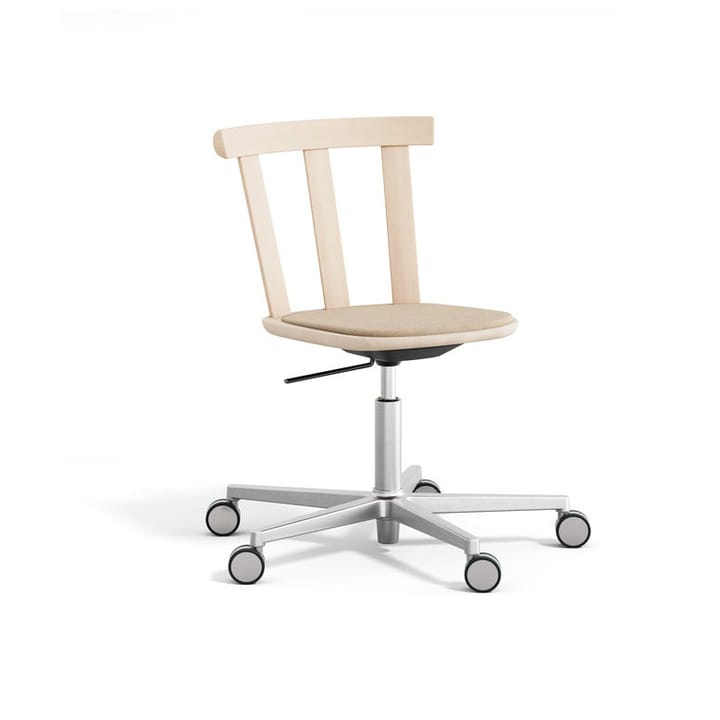 Silla Alt base giratoria con asiento tapizado abedul - Hallingdal 65-200 beige-Barniz mate claro - Stolab