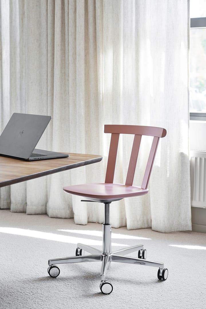 Silla Alt base giratoria con asiento tapizado abedul, Vidar 4, 633 pink-malva 27 Stolab