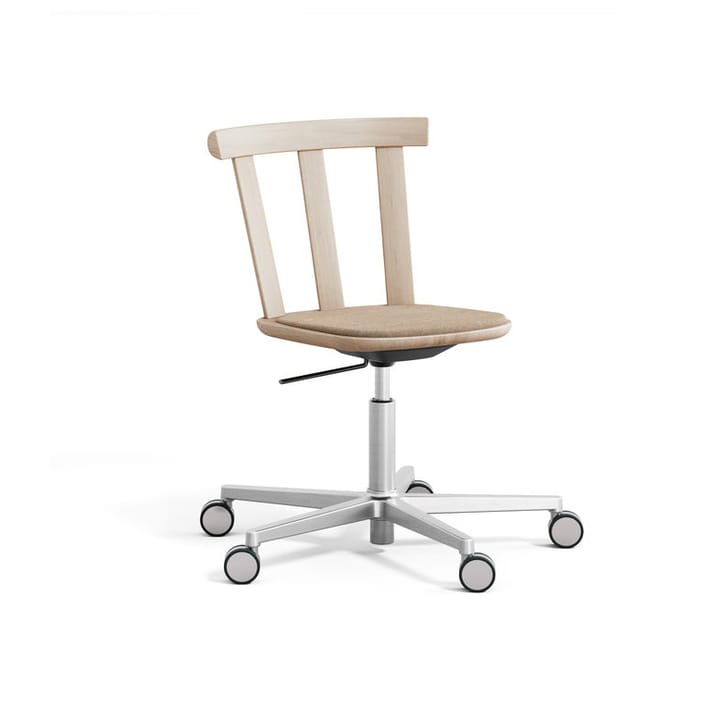 Silla Alt base giratoria con asiento tapizado roble  - Hallingdal 65-200 beige-Barniz mate claro - Stolab