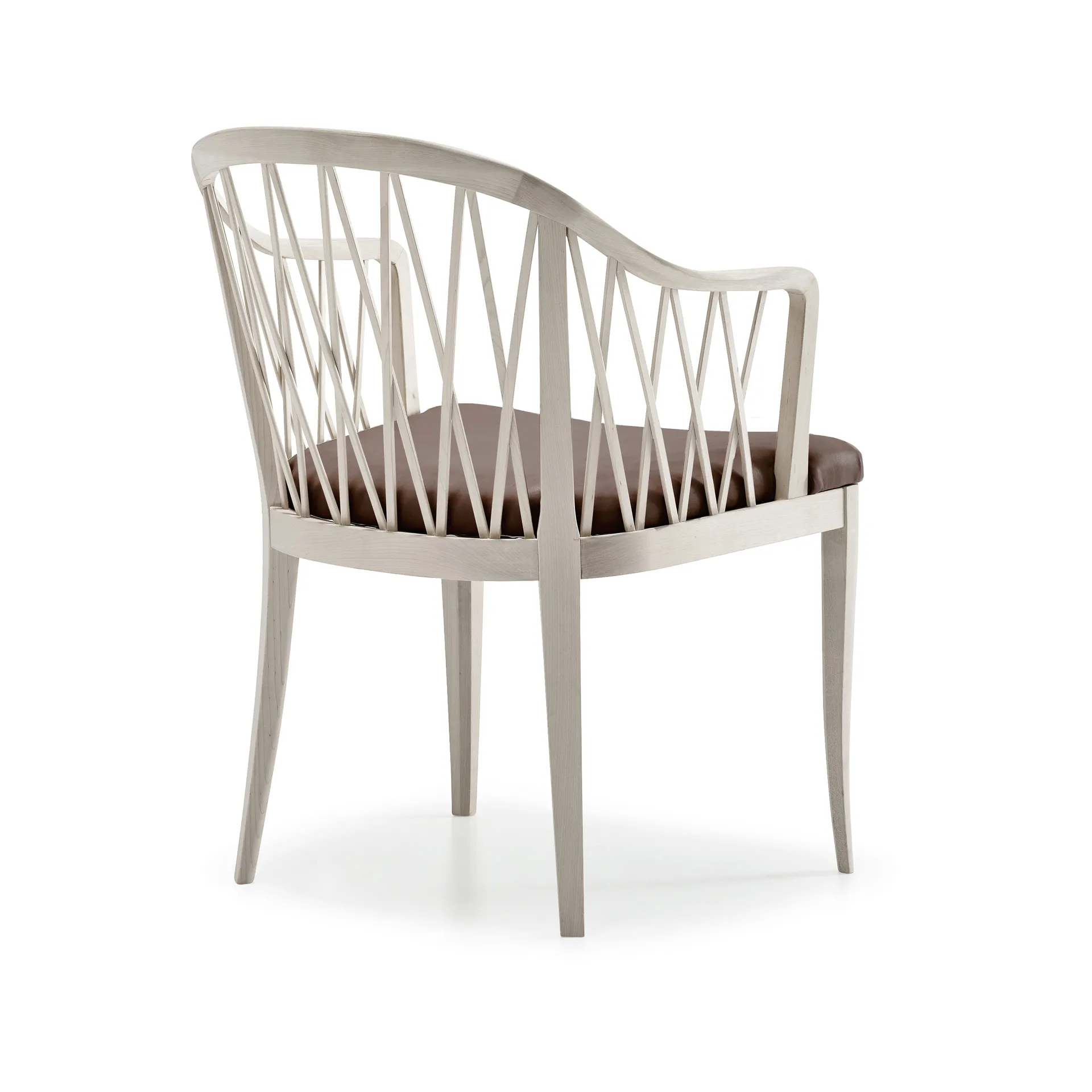 Silla con reposabrazos Widemar, Cuero marrón oscuro, oljad abedul Stolab