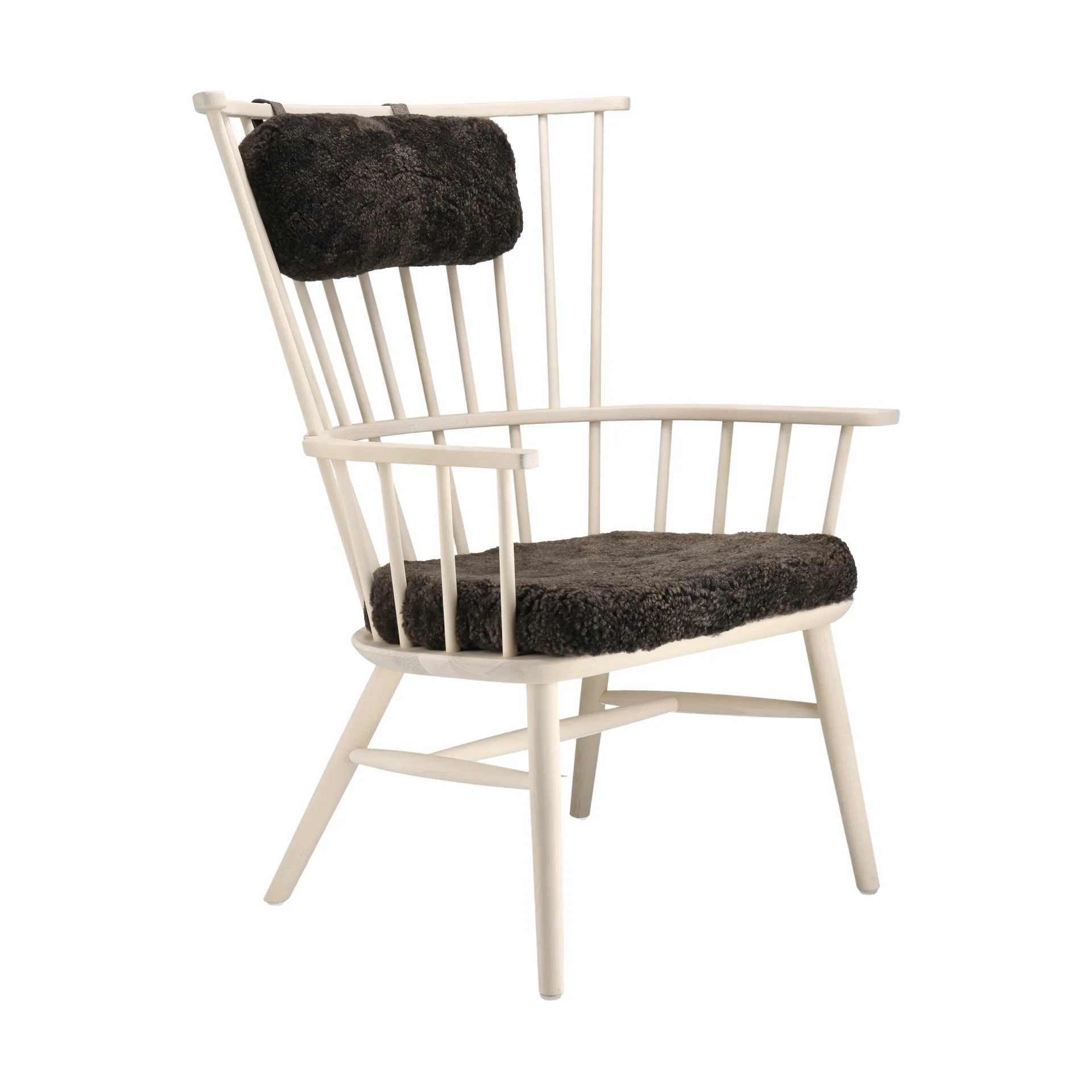 Silla Henriette con cojín de asiento y cervical Aceite blanco-Espresso Stolab