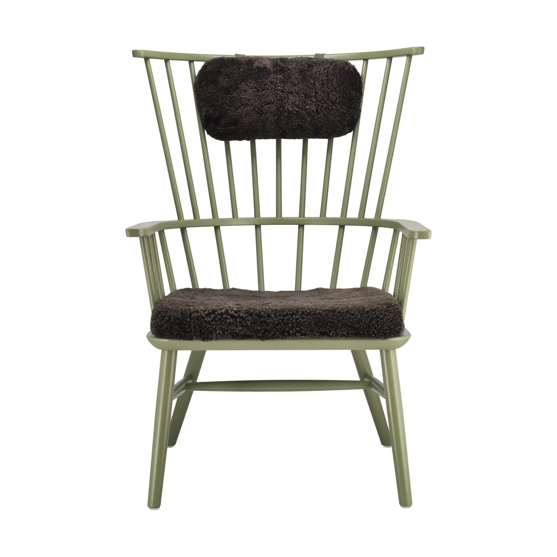 Silla Henriette con cojín de asiento y cervical Verde oliva-Espresso,  Stolab