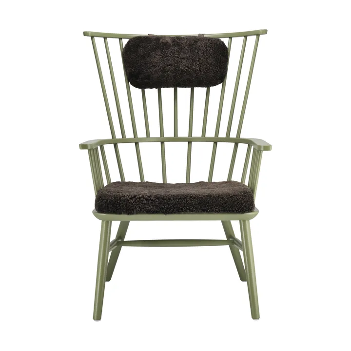 Silla Henriette con cojín de asiento y cervical Verde oliva-Espresso - Stolab