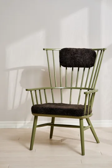 Silla Henriette con cojín de asiento y cervical Verde oliva-Espresso - Stolab