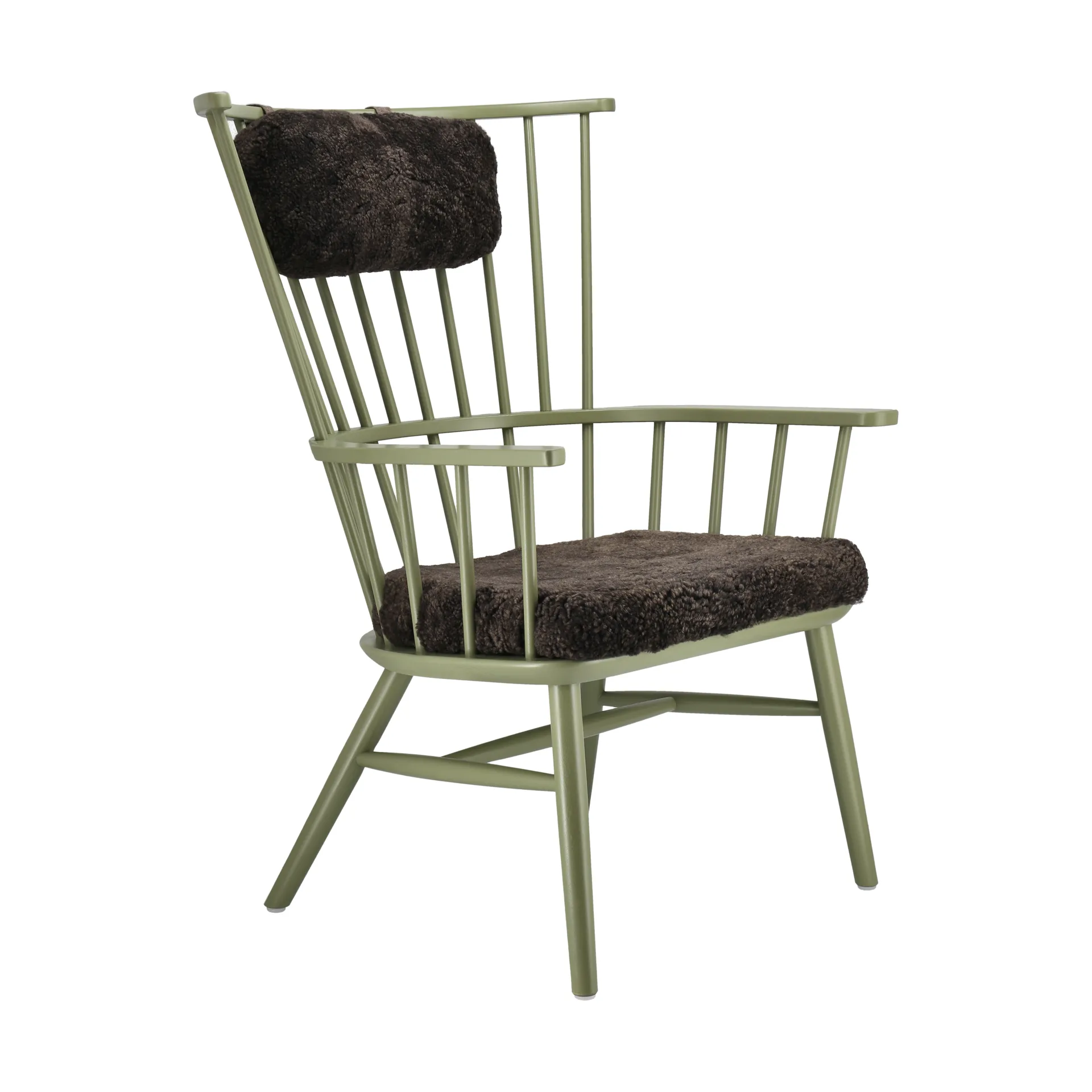 Silla Henriette con cojín de asiento y cervical Verde oliva-Espresso Stolab